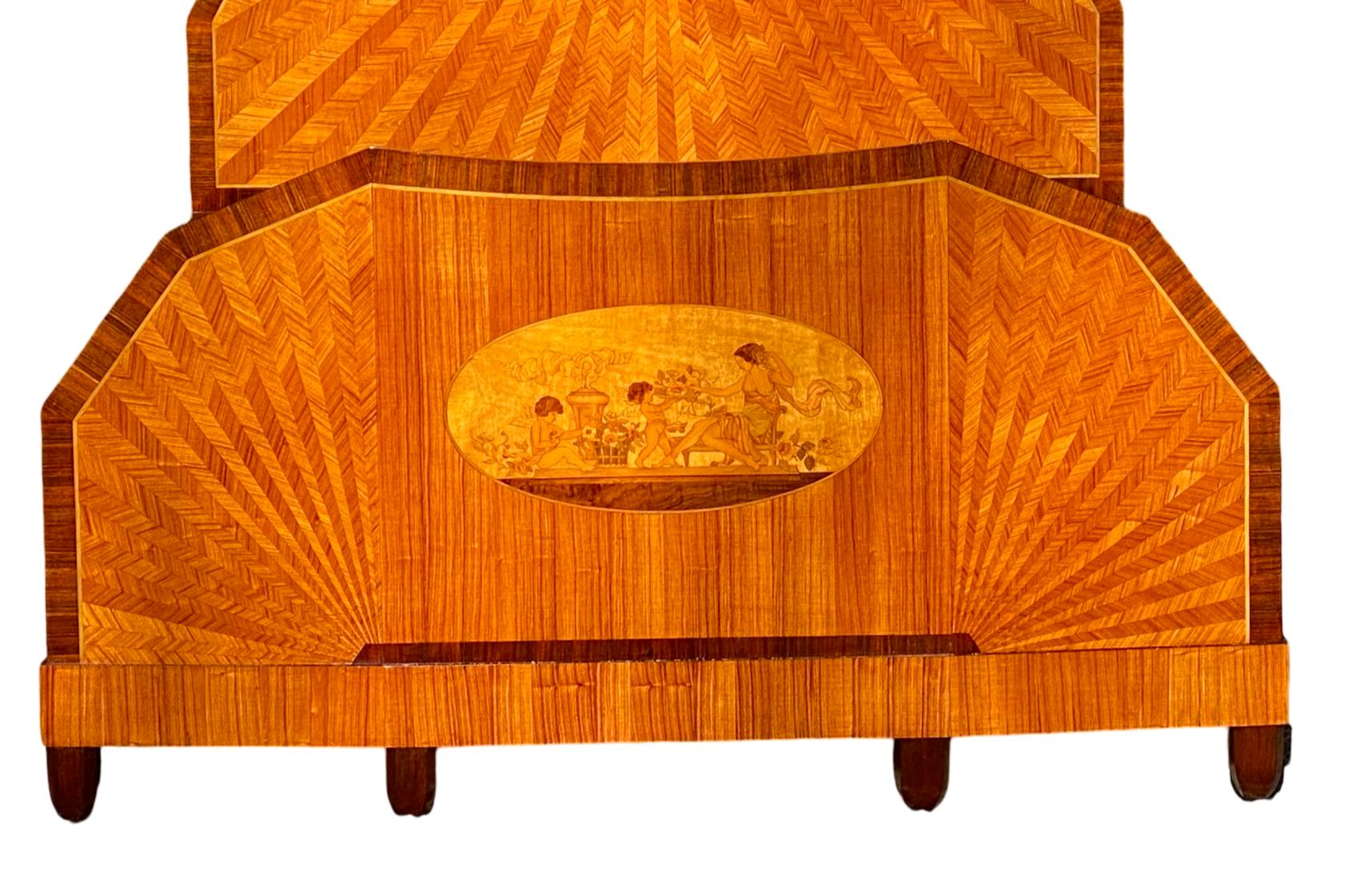 Art Deco French Sunray inlaid Double Bec For Sale 2