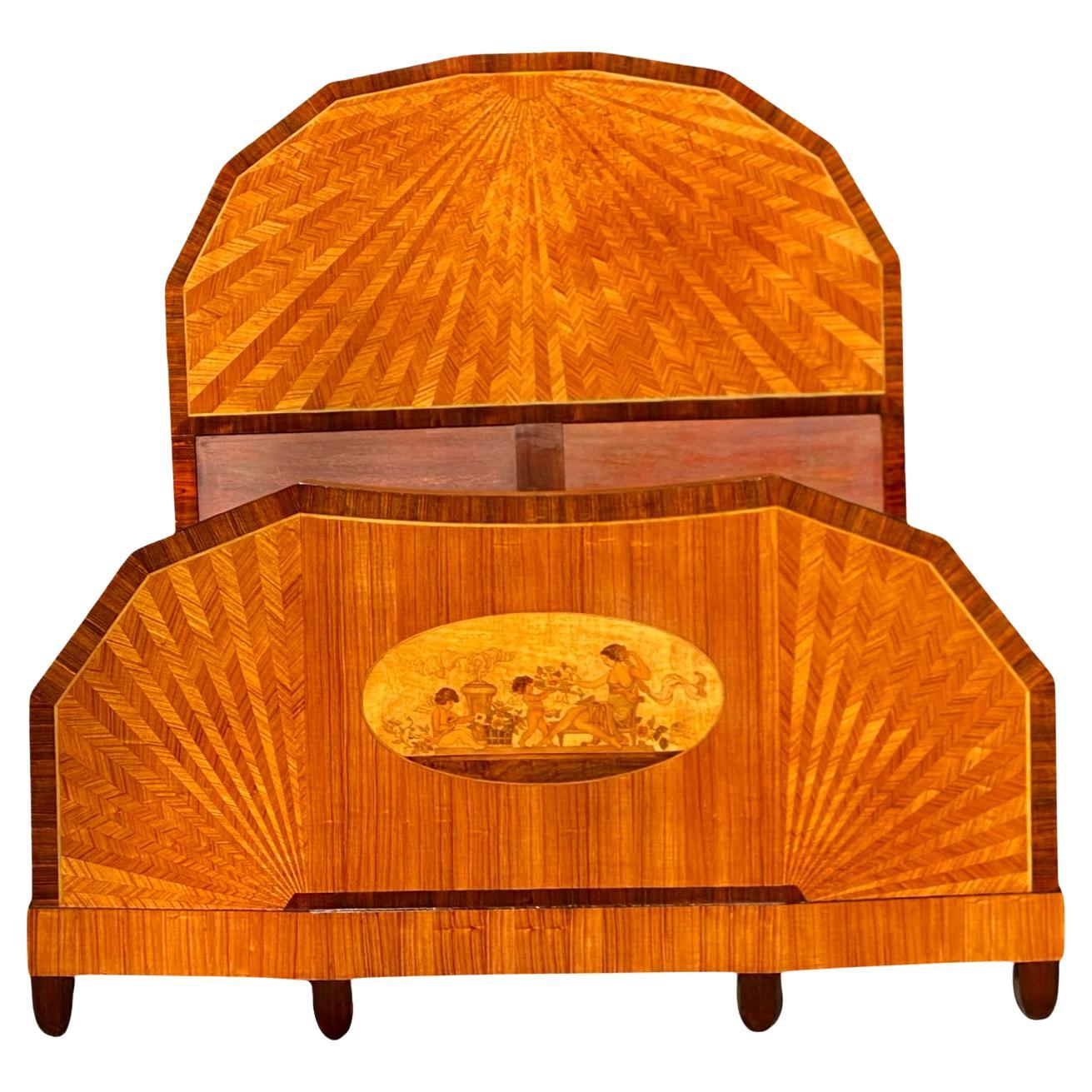 Art Deco French Sunray inlaid Double Bec For Sale