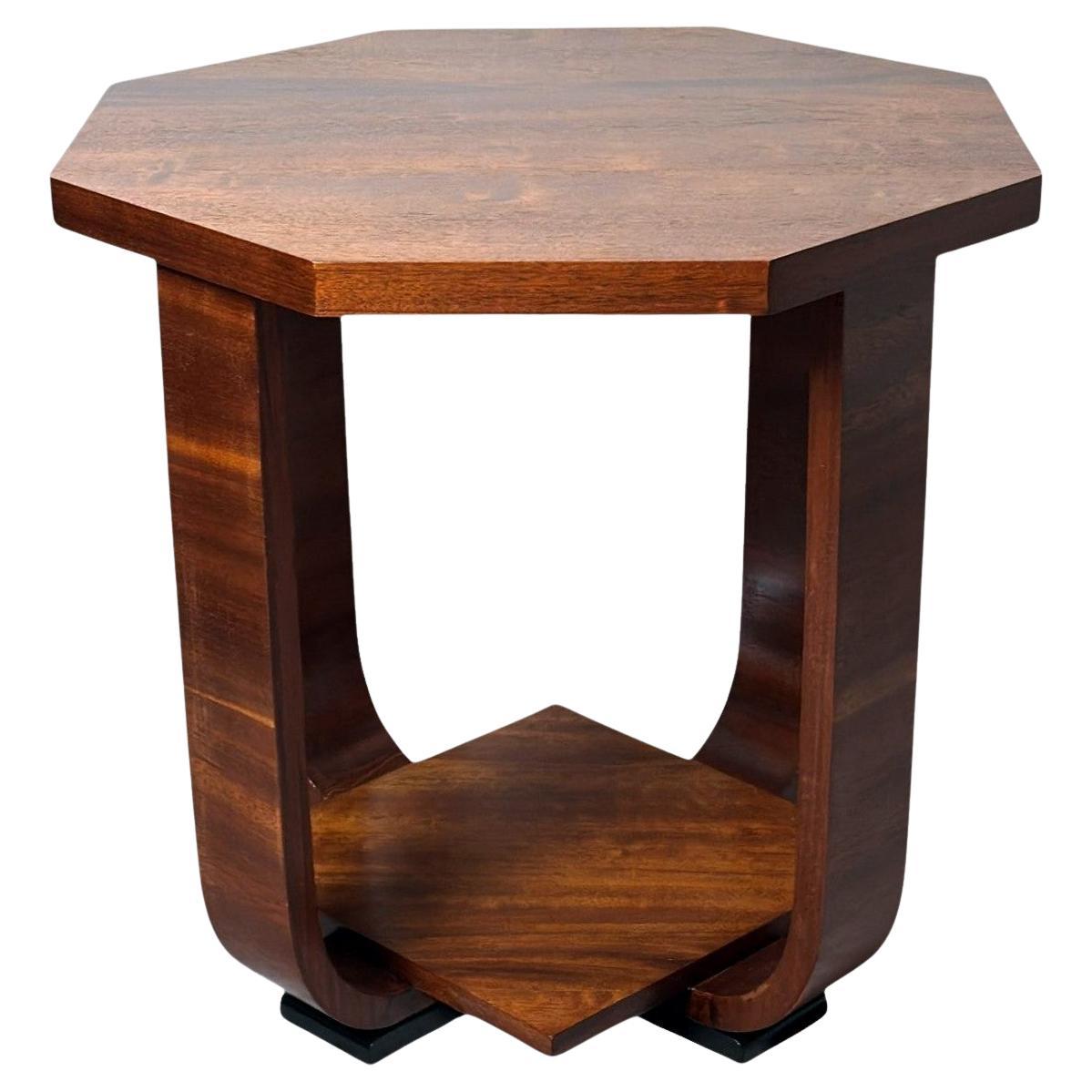 Table à thé/théière Art Déco avec plateau octogonal