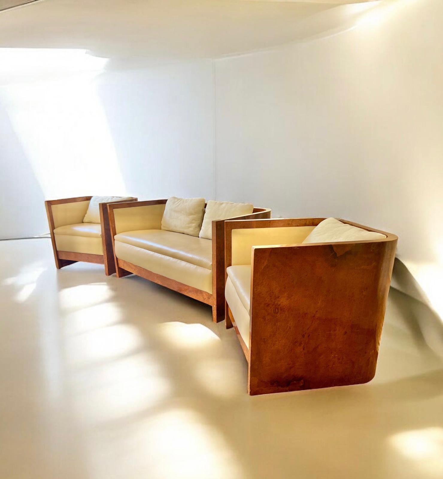 Mid-Century Modern Art Deco French three piece sofa suite