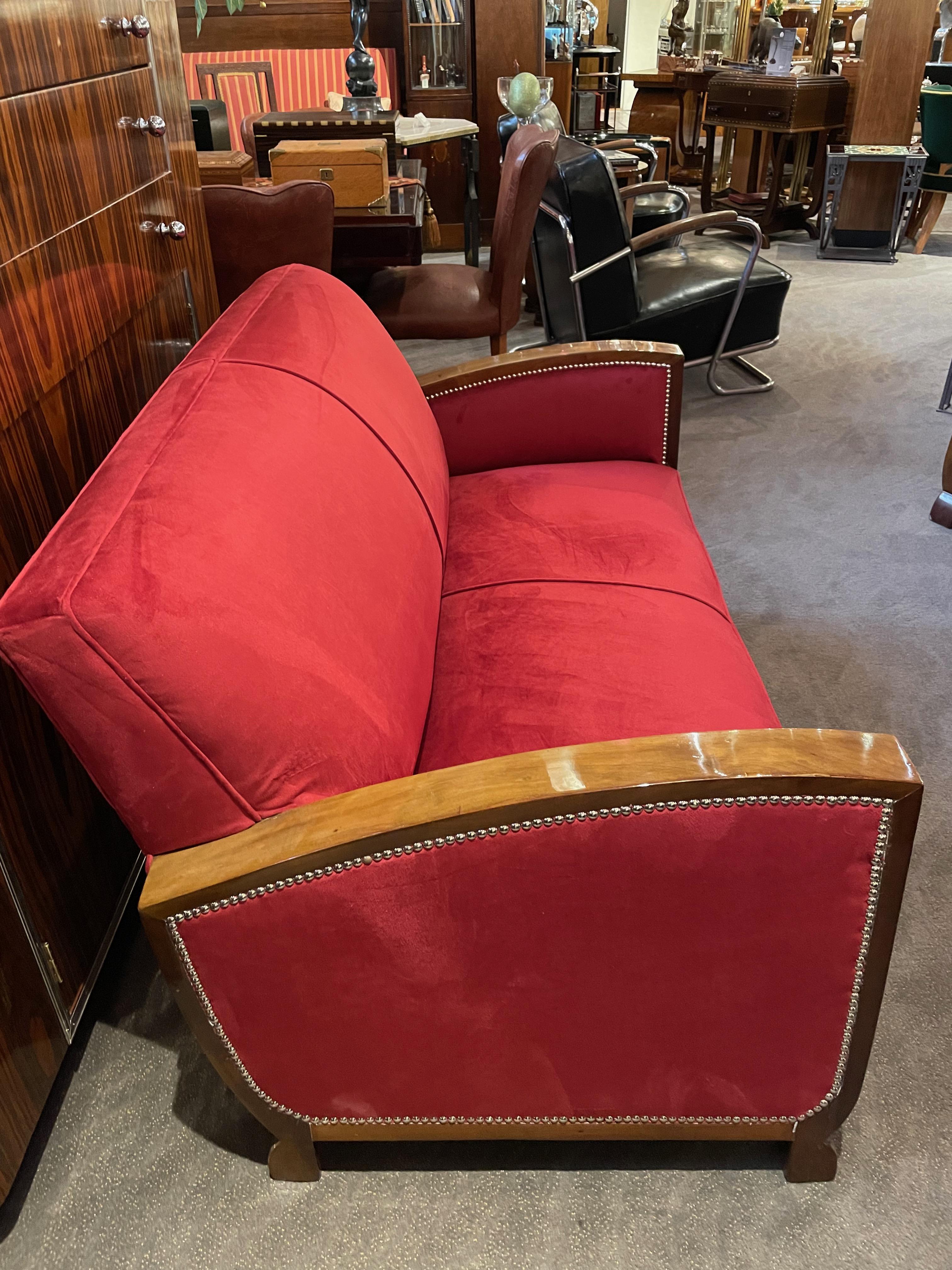 Art Deco Französisch Drei Pieces Sofa Suite (Samt) im Angebot