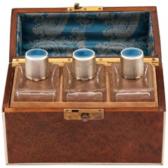 Antique Art Deco French Thuya Enamelled Perfume Scent Bottle Box 20th Century