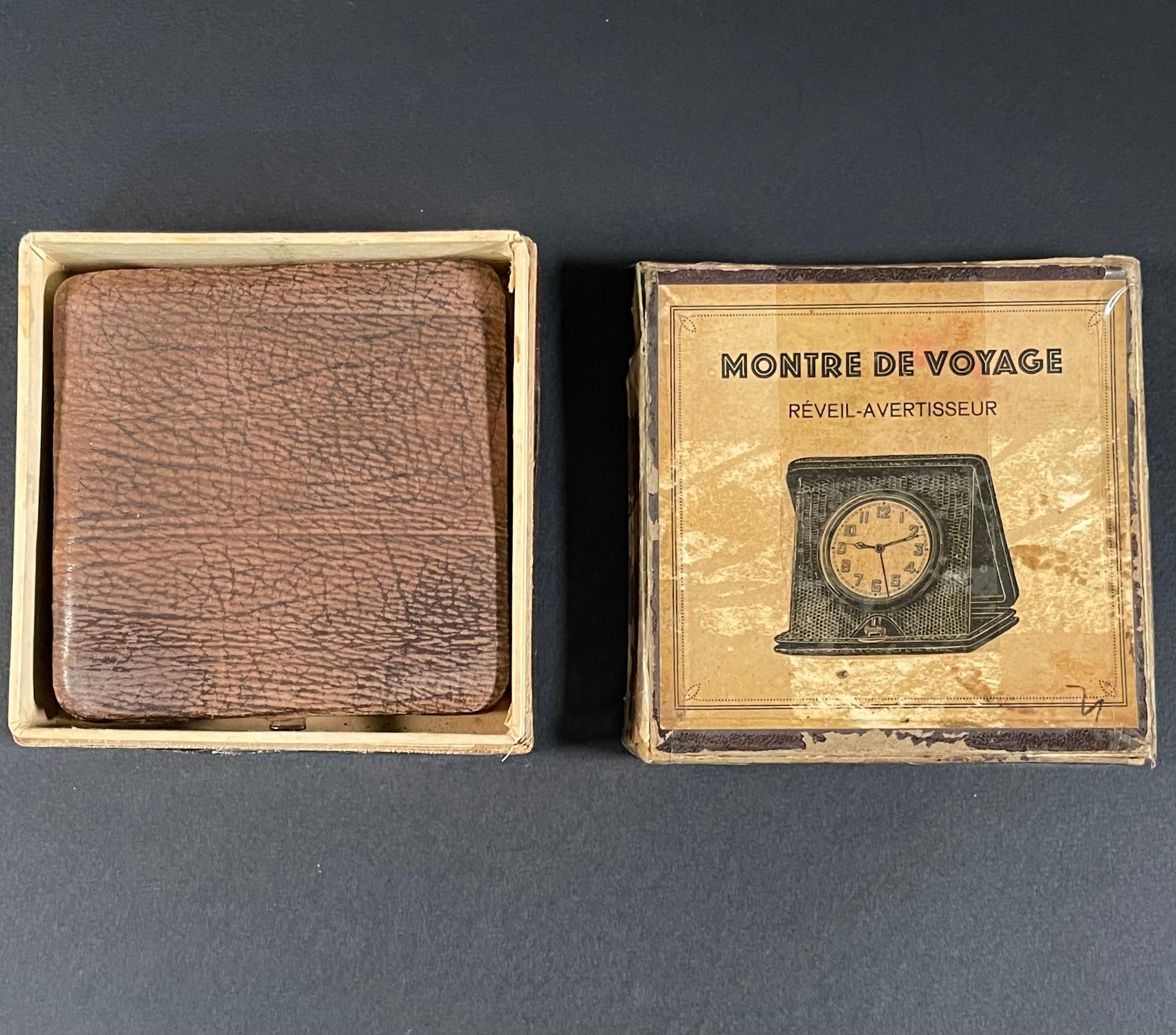 Art Decò French Travel Clock Original Box For Sale