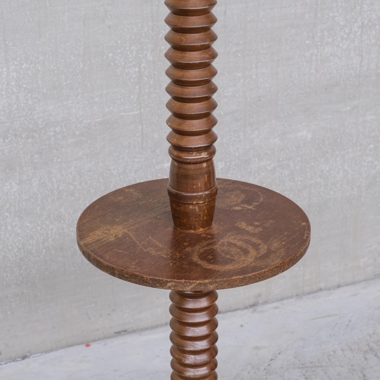 Wood Art Deco French Turned Oak Floor Lamp in the Manner of Charles Dudouyt For Sale