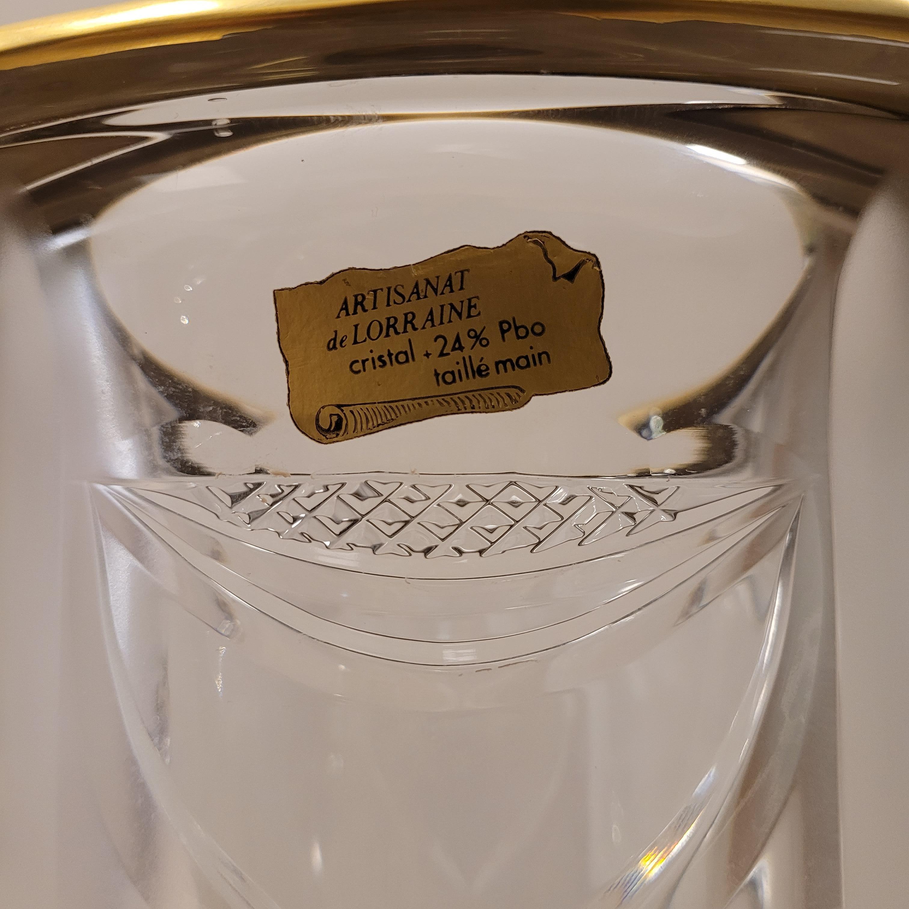Französische Art Deco Vase / Champagnerkübel / Eiskübel in Lorena Bleikristall gold im Angebot 4