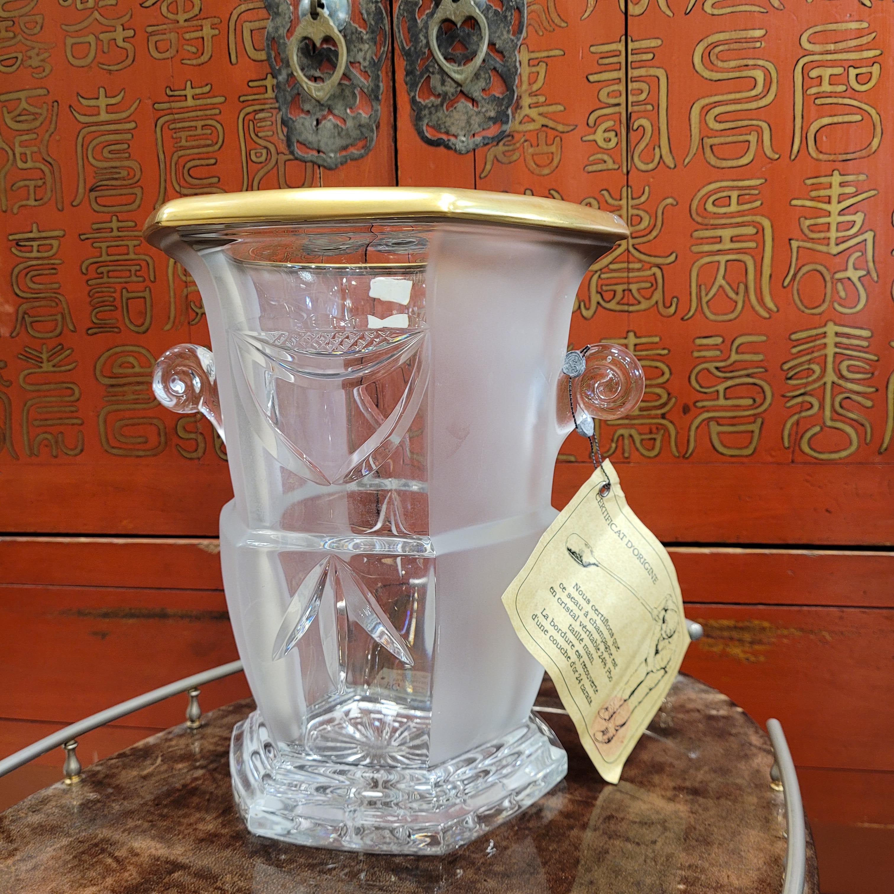 Französische Art Deco Vase / Champagnerkübel / Eiskübel in Lorena Bleikristall gold im Angebot 12