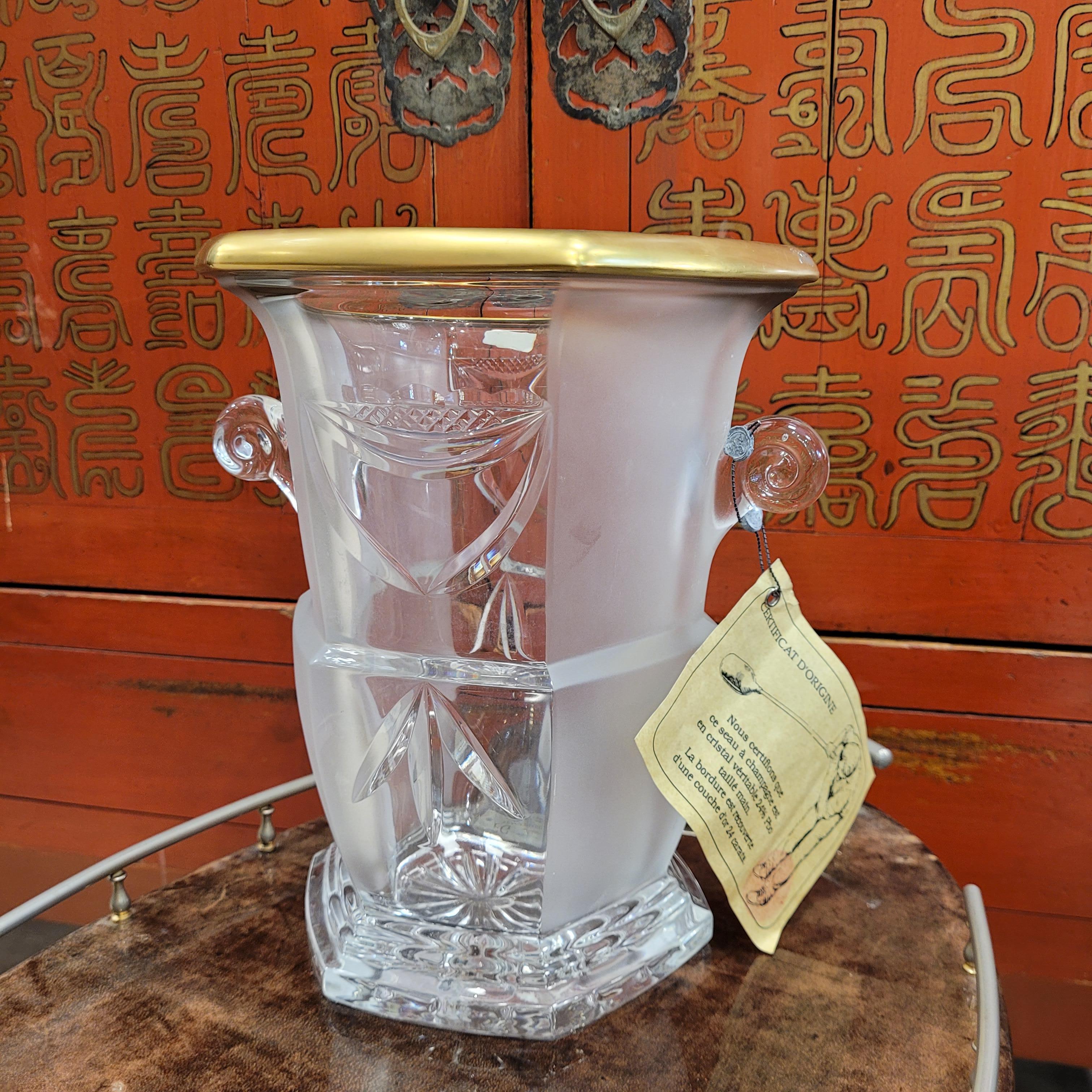 Französische Art Deco Vase / Champagnerkübel / Eiskübel in Lorena Bleikristall gold im Angebot 13