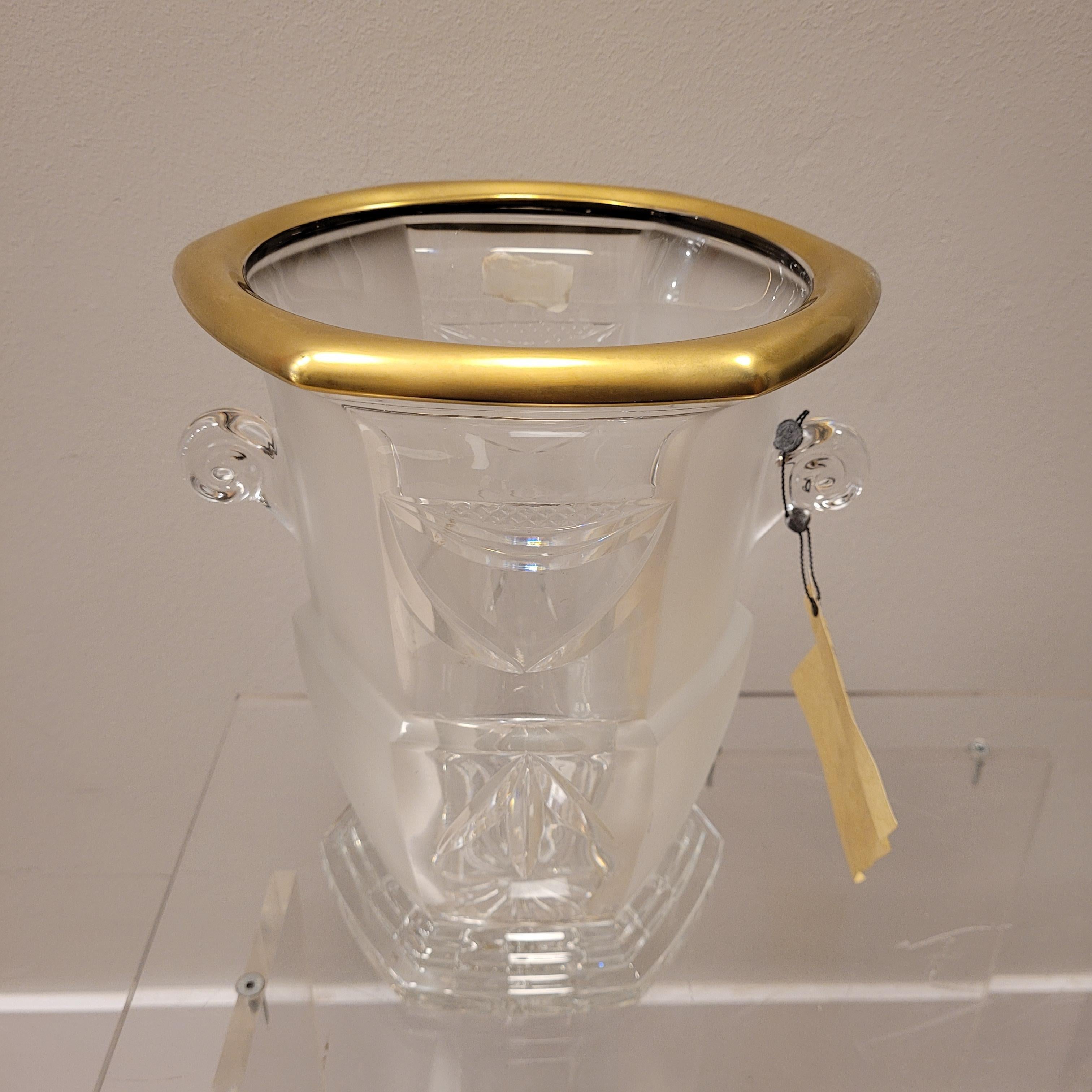 Französische Art Deco Vase / Champagnerkübel / Eiskübel in Lorena Bleikristall gold im Zustand „Gut“ im Angebot in Valladolid, ES
