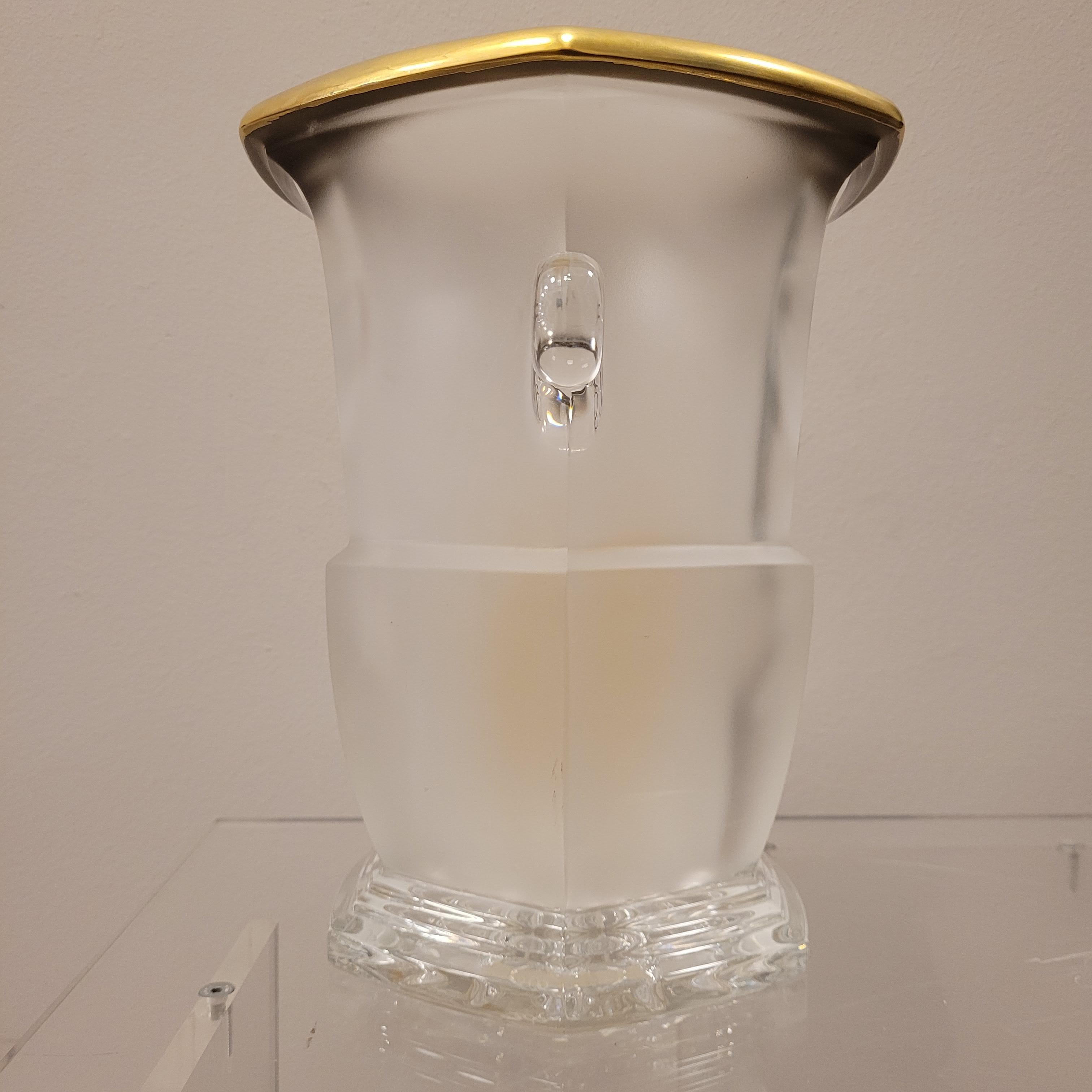 Französische Art Deco Vase / Champagnerkübel / Eiskübel in Lorena Bleikristall gold (Bergkristall) im Angebot