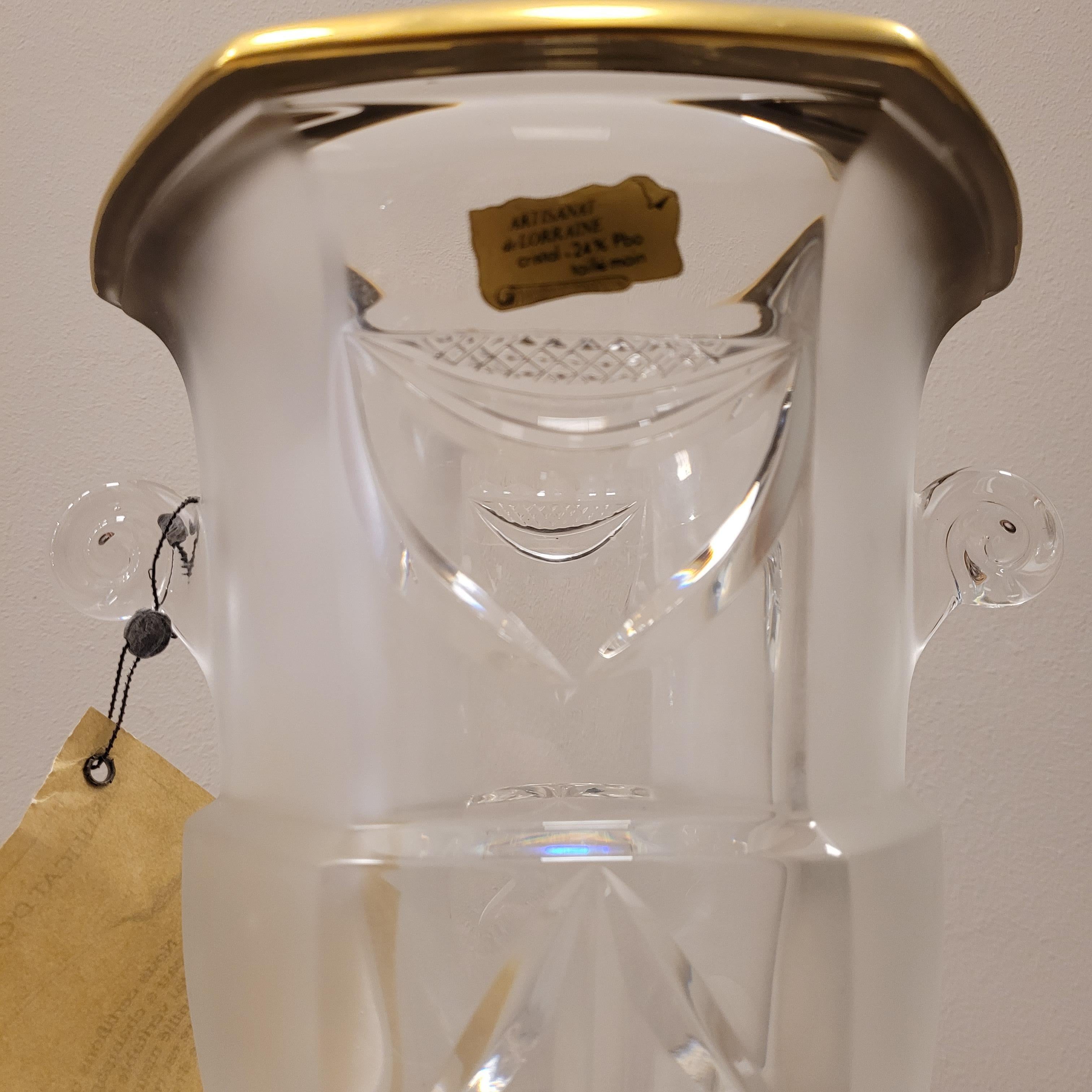 Französische Art Deco Vase / Champagnerkübel / Eiskübel in Lorena Bleikristall gold im Angebot 2
