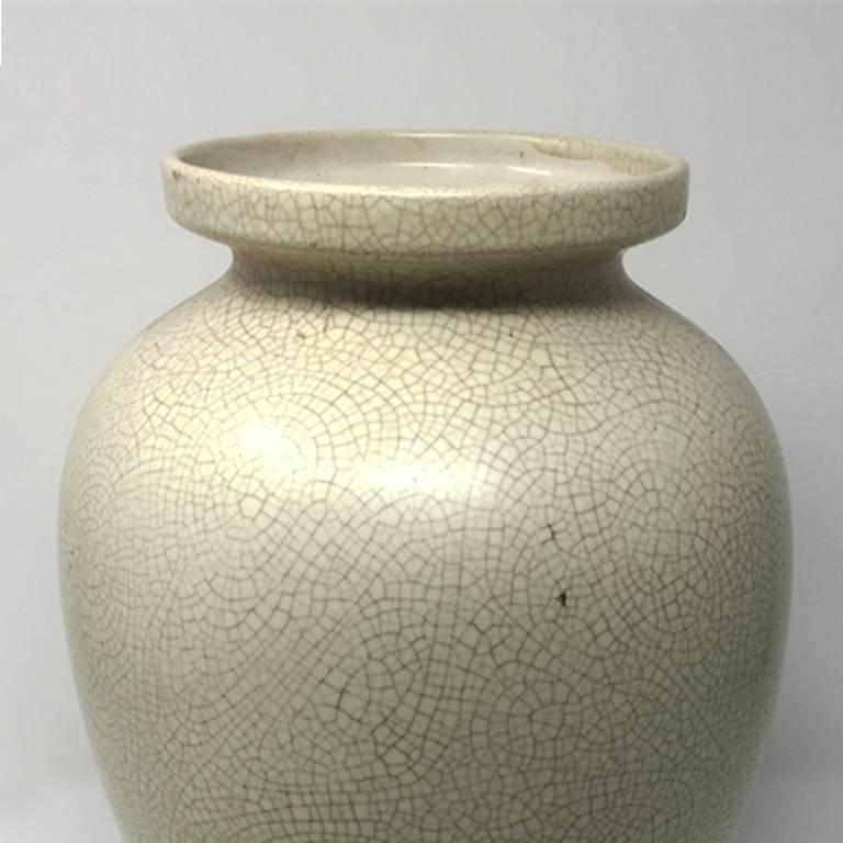 Italian Art Deco French Vase in Craquelè, 1930s