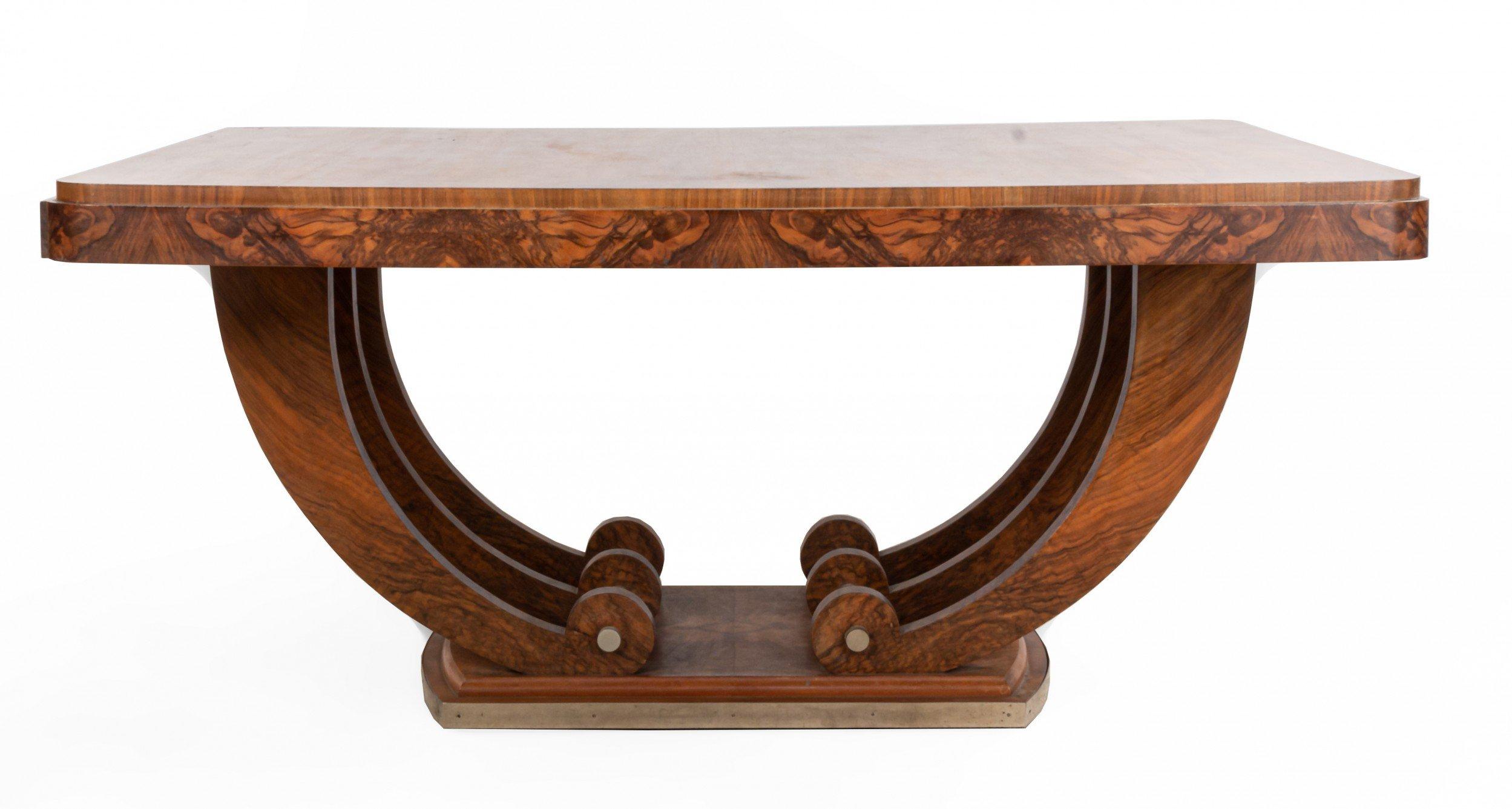 Art Deco French Walnut Dining Table with a U-base In Good Condition In New York, NY