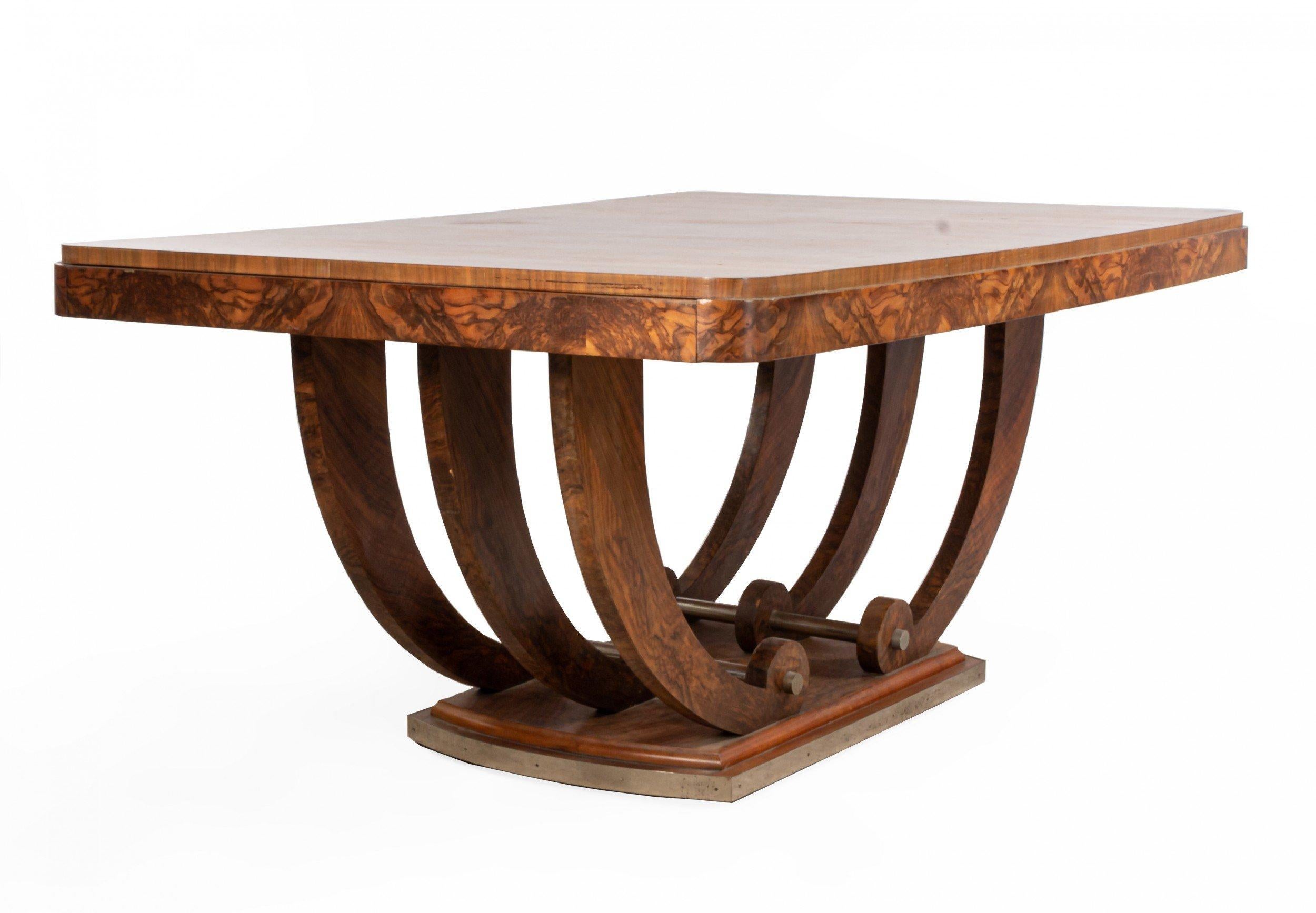 Art Deco French Walnut Dining Table with a U-base 1
