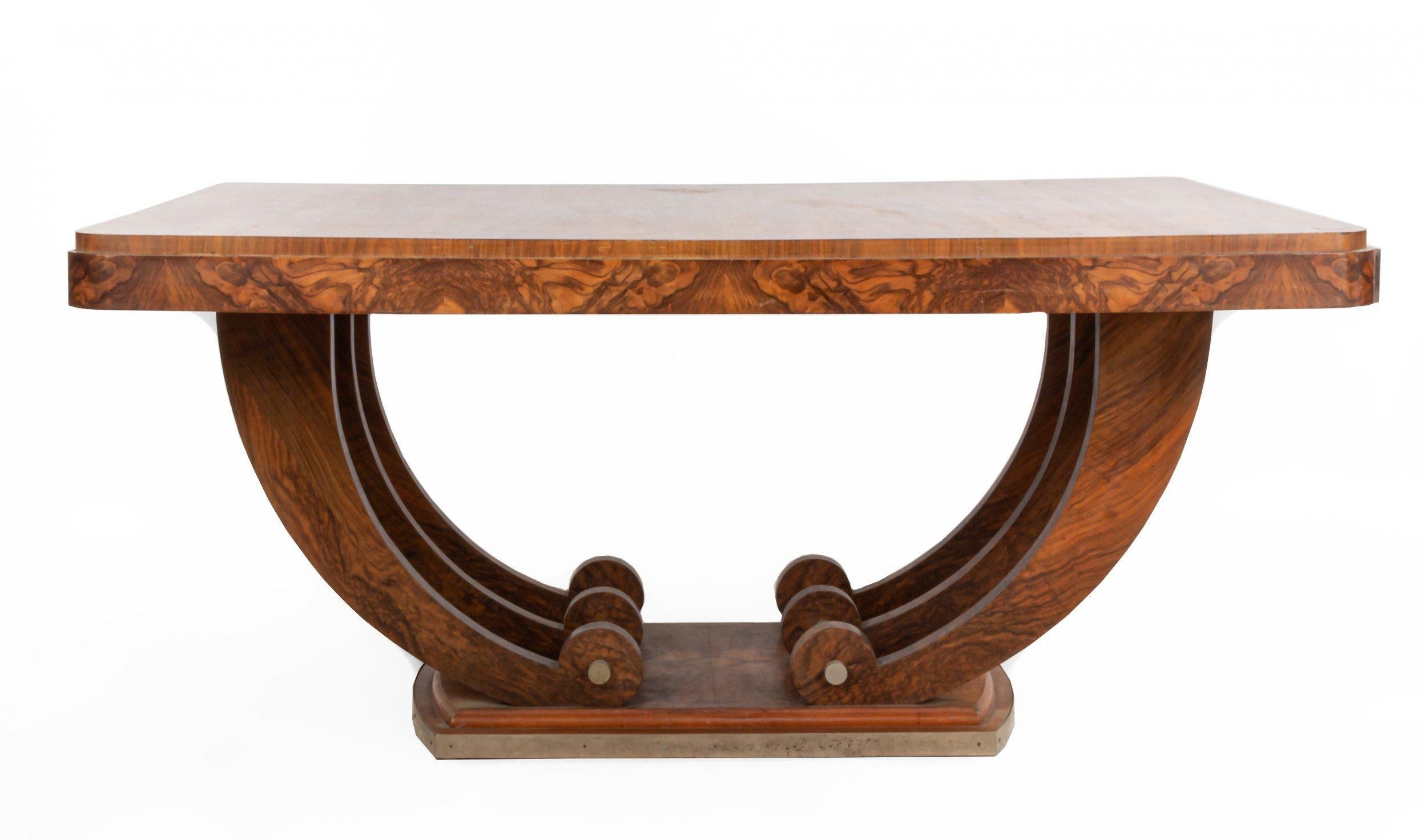 Art Deco French Walnut Dining Table with a U-base 3