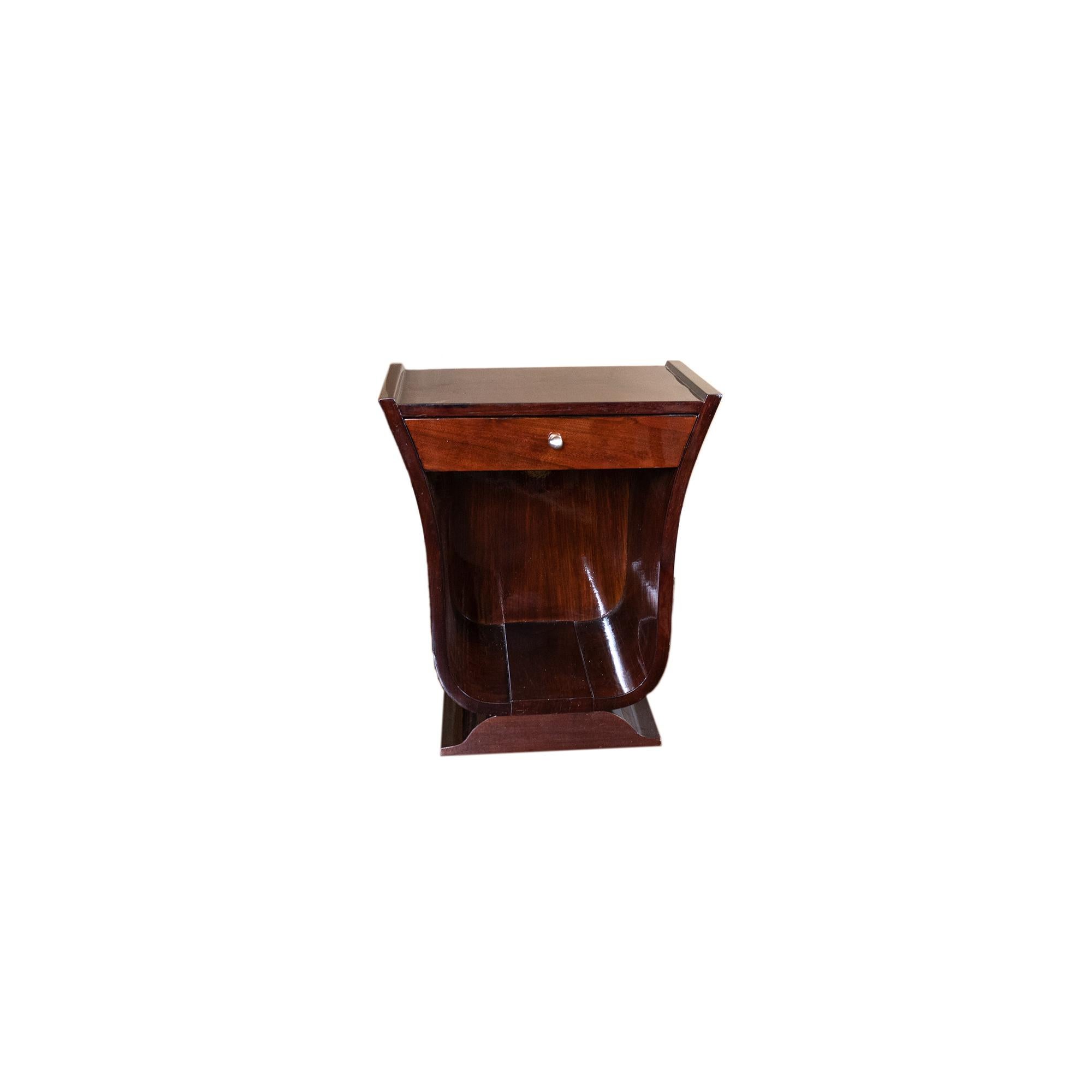 20th Century Art Deco French Walnut Nightstand, 1930s For Sale