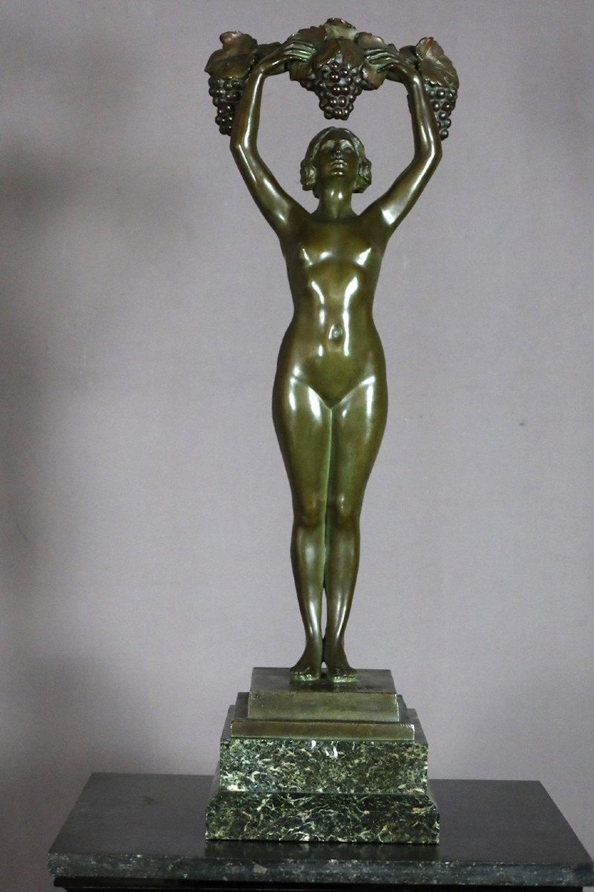 Art Deco French Woman Bronze Sculpture by Arthur Muller, 1930s 6