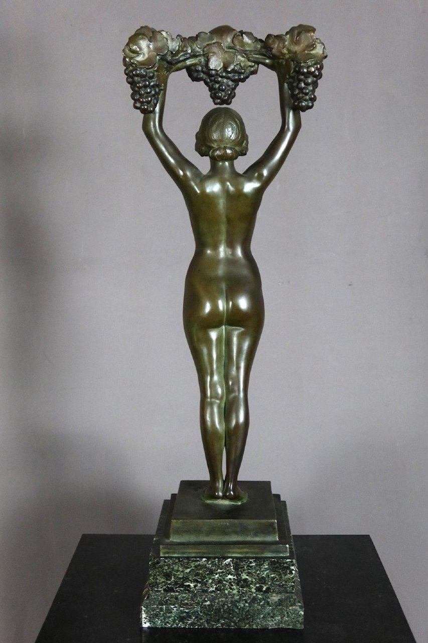 Art Deco French Woman Bronze Sculpture by Arthur Muller, 1930s 7