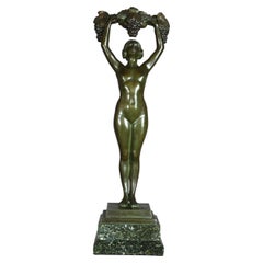 Art Deco French Woman Bronze Sculpture by Arthur Muller, 1930s