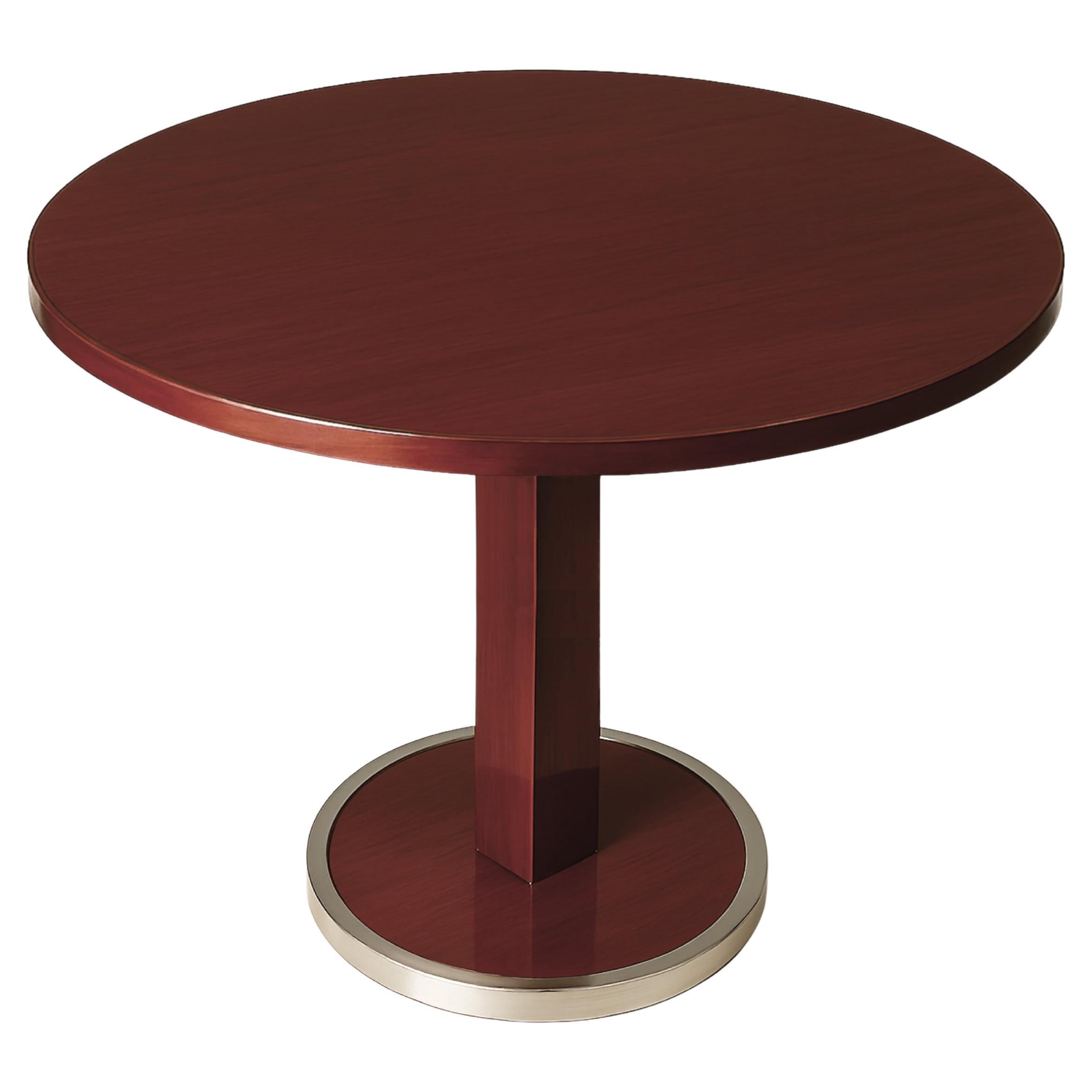 Art Deco French Wood Metal Pedestal Table, 20th Century