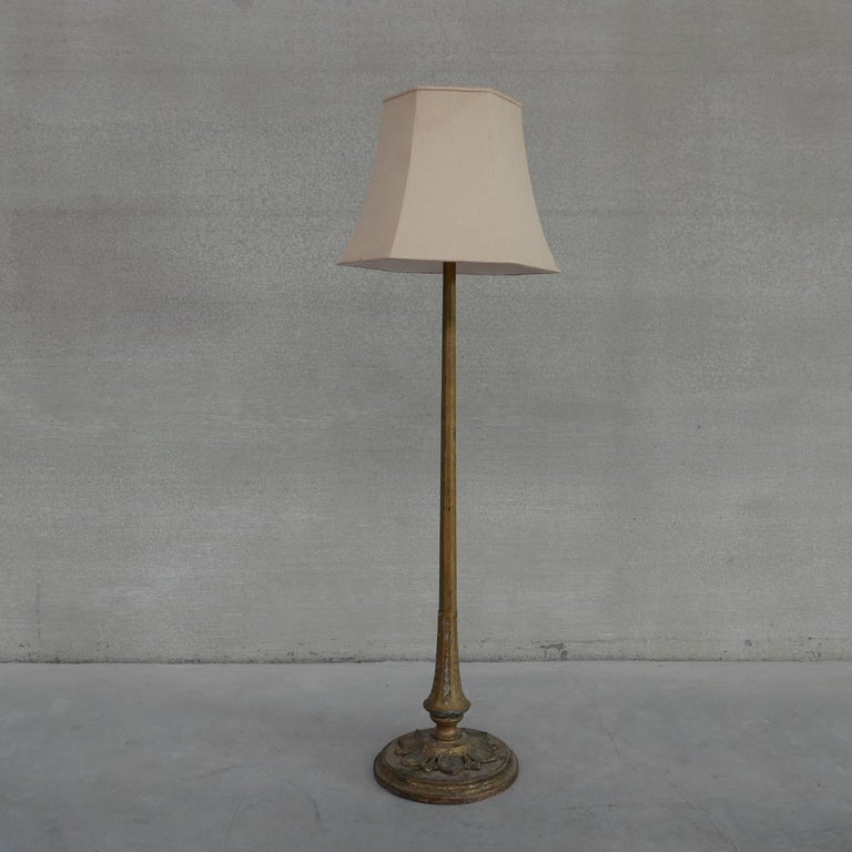Art Deco French Wooden and Metal Gilt Floor Lamp For Sale at 1stDibs