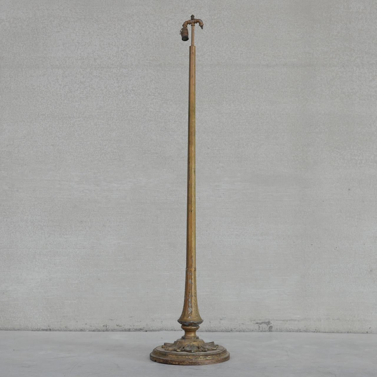 Art Deco French Wooden and Metal Gilt Floor Lamp For Sale 4