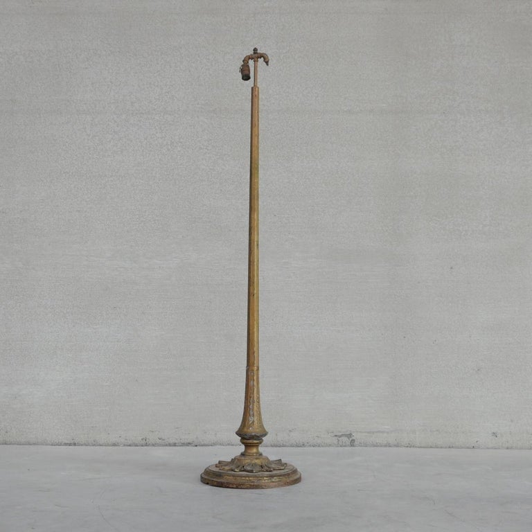 Art Deco French Wooden and Metal Gilt Floor Lamp For Sale at 1stDibs