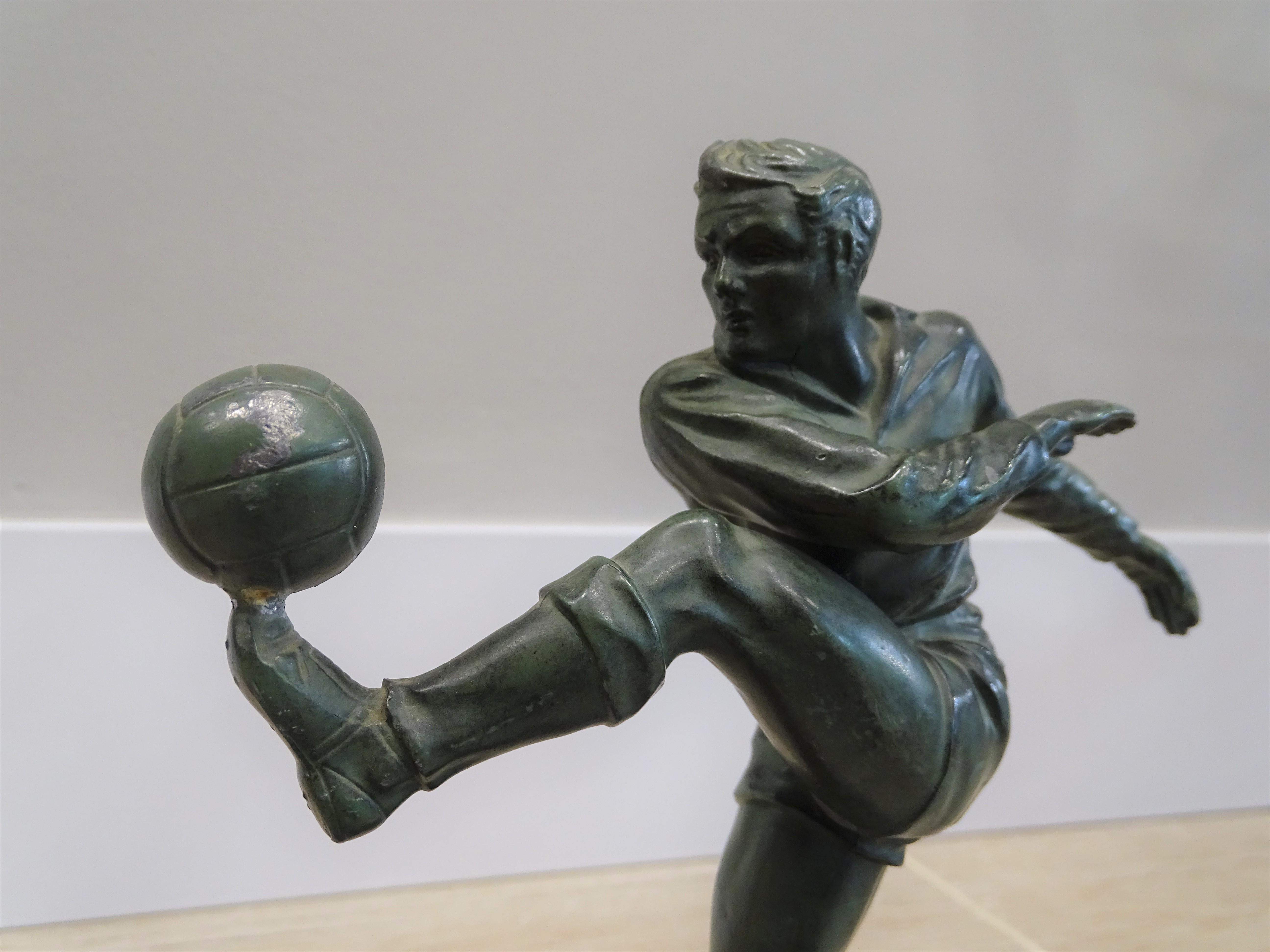 Art Deco French sculpture World Cup Football Bronce, Marble 13