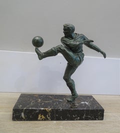 Art Deco French sculpture World Cup Football Bronce, Marble