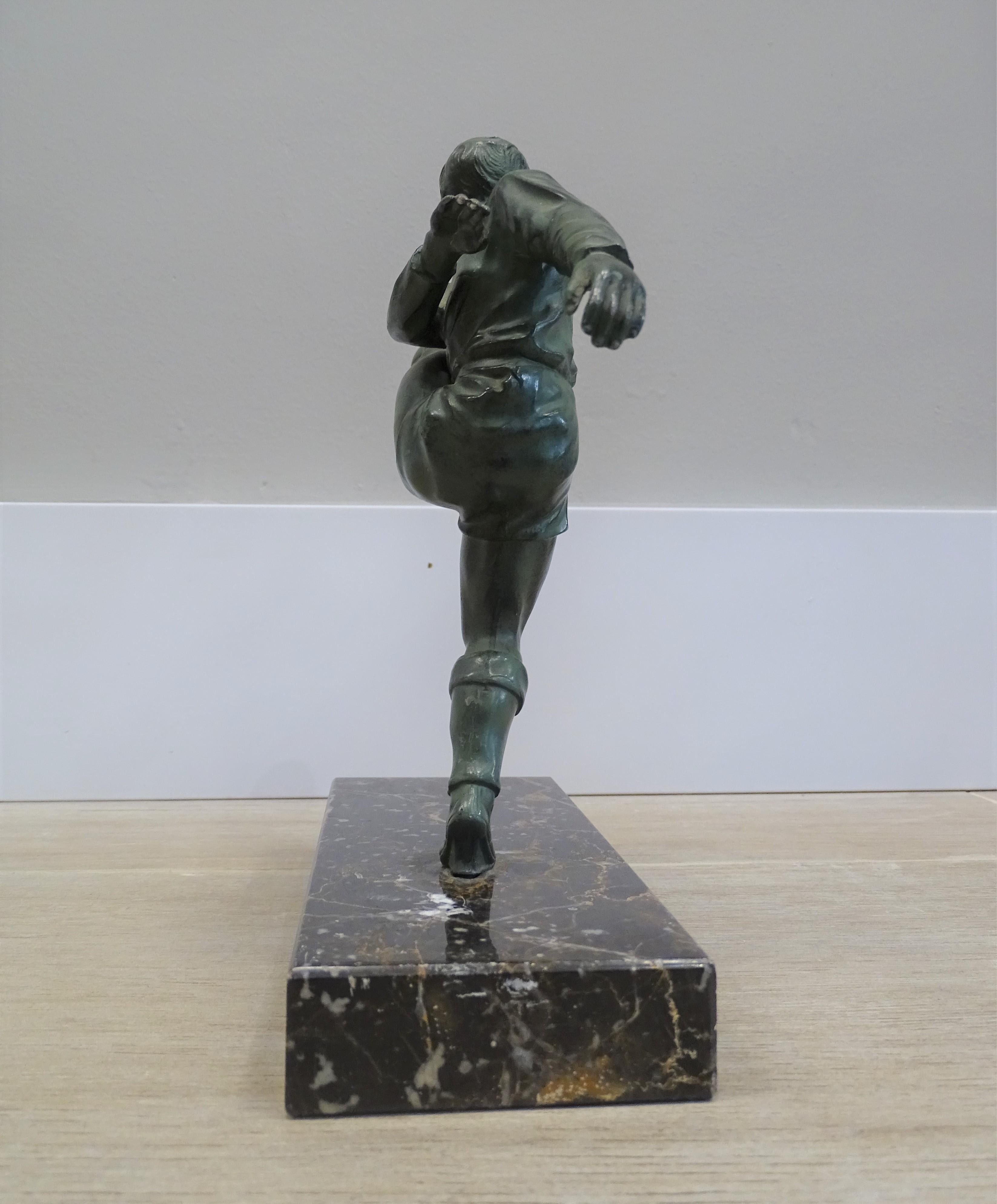 Bronze Art Deco French sculpture World Cup Football Bronce, Marble