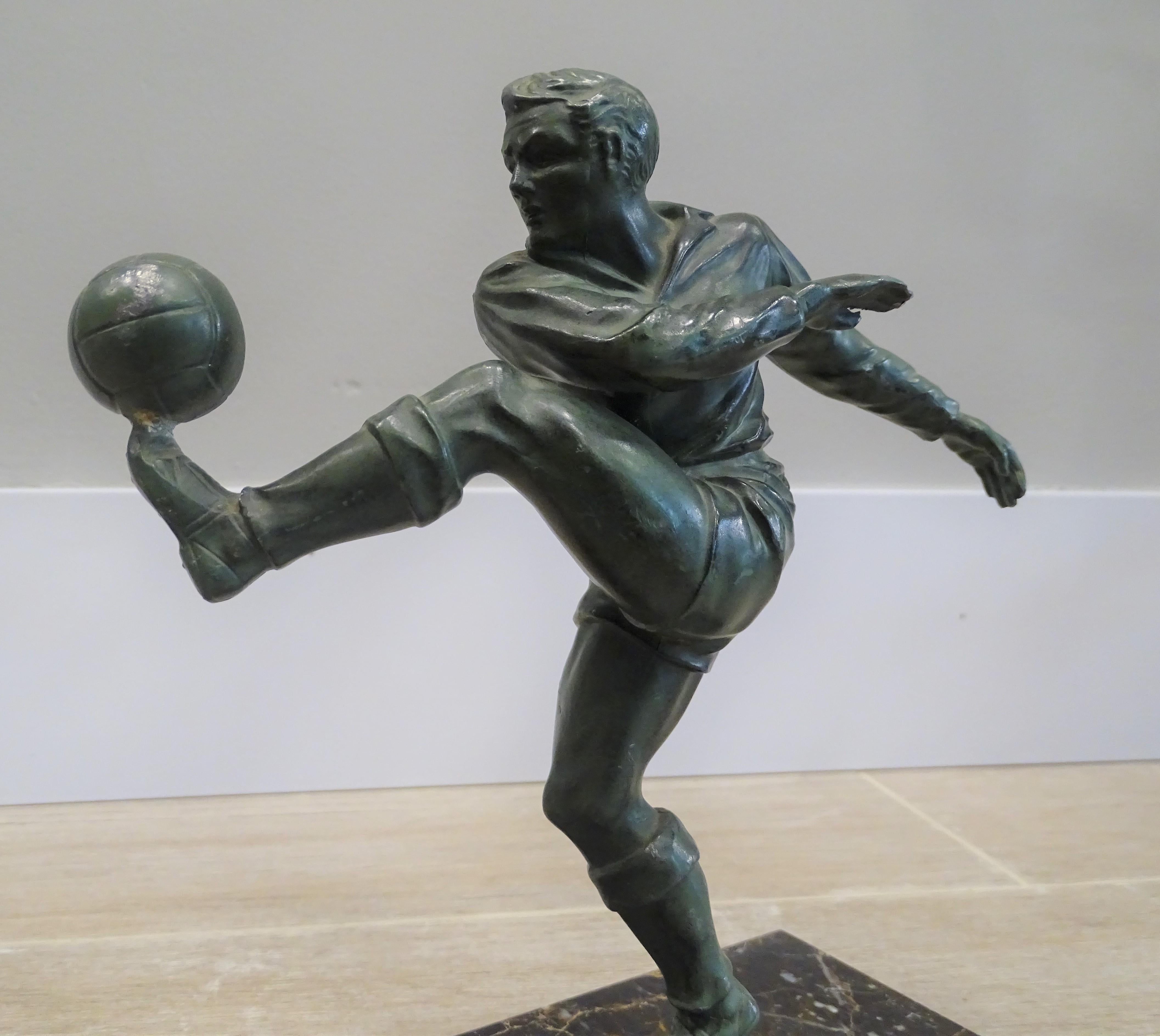 Art Deco French sculpture World Cup Football Bronce, Marble 2