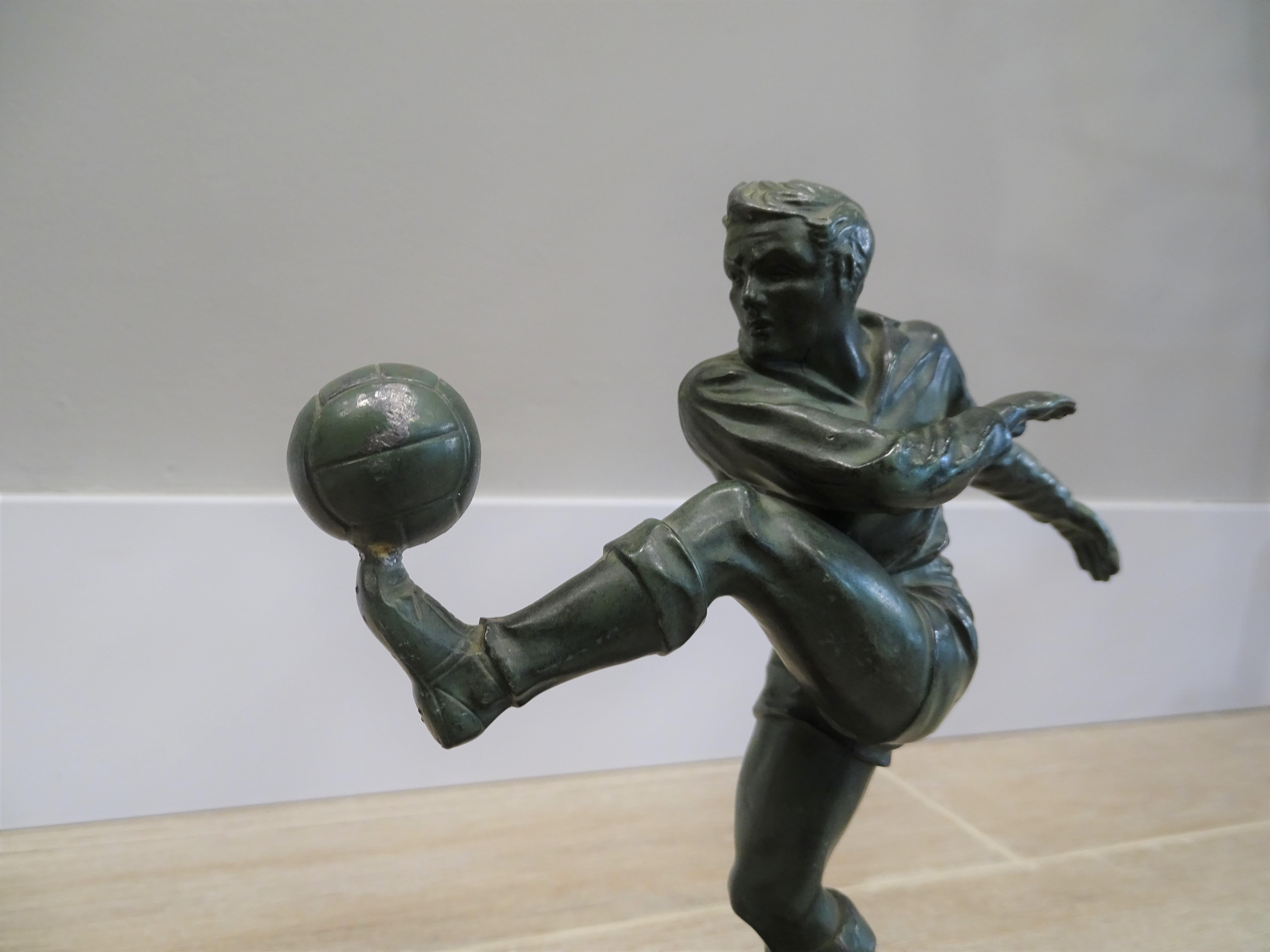 Art Deco French sculpture World Cup Football Bronce, Marble 3