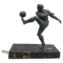 Art Deco French sculpture World Cup Football Bronce, Marble