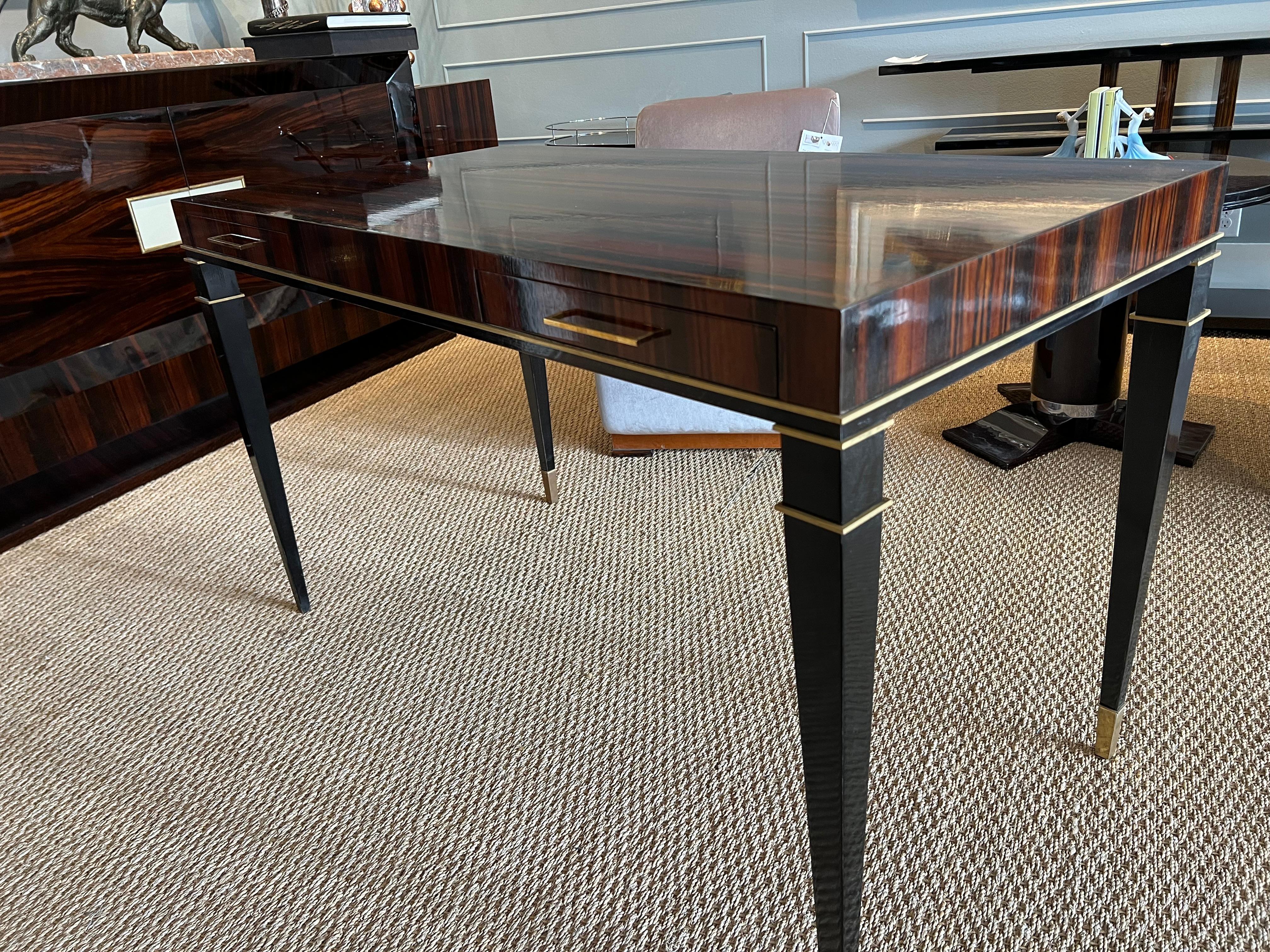Art Deco French Writing Desk in Macassar Wood In Excellent Condition For Sale In Houston, TX