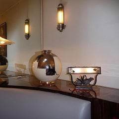 Art Deco French Wrought Iron Table Lamp by Paul Kiss, 1930s