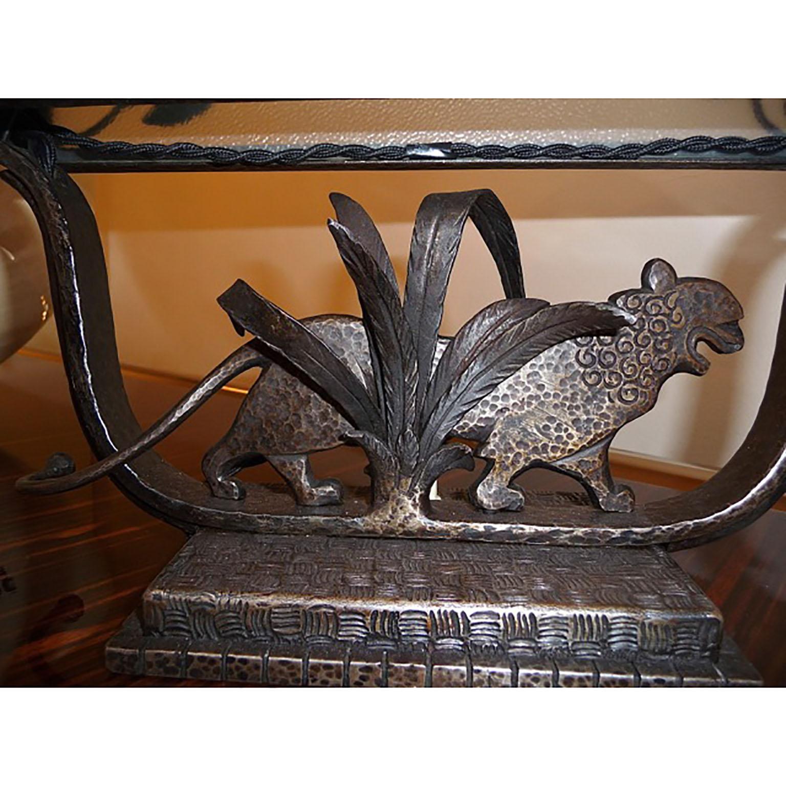 Lampe de table Art déco française en fer forgé par Paul Kiss, années 1930 en vente 1