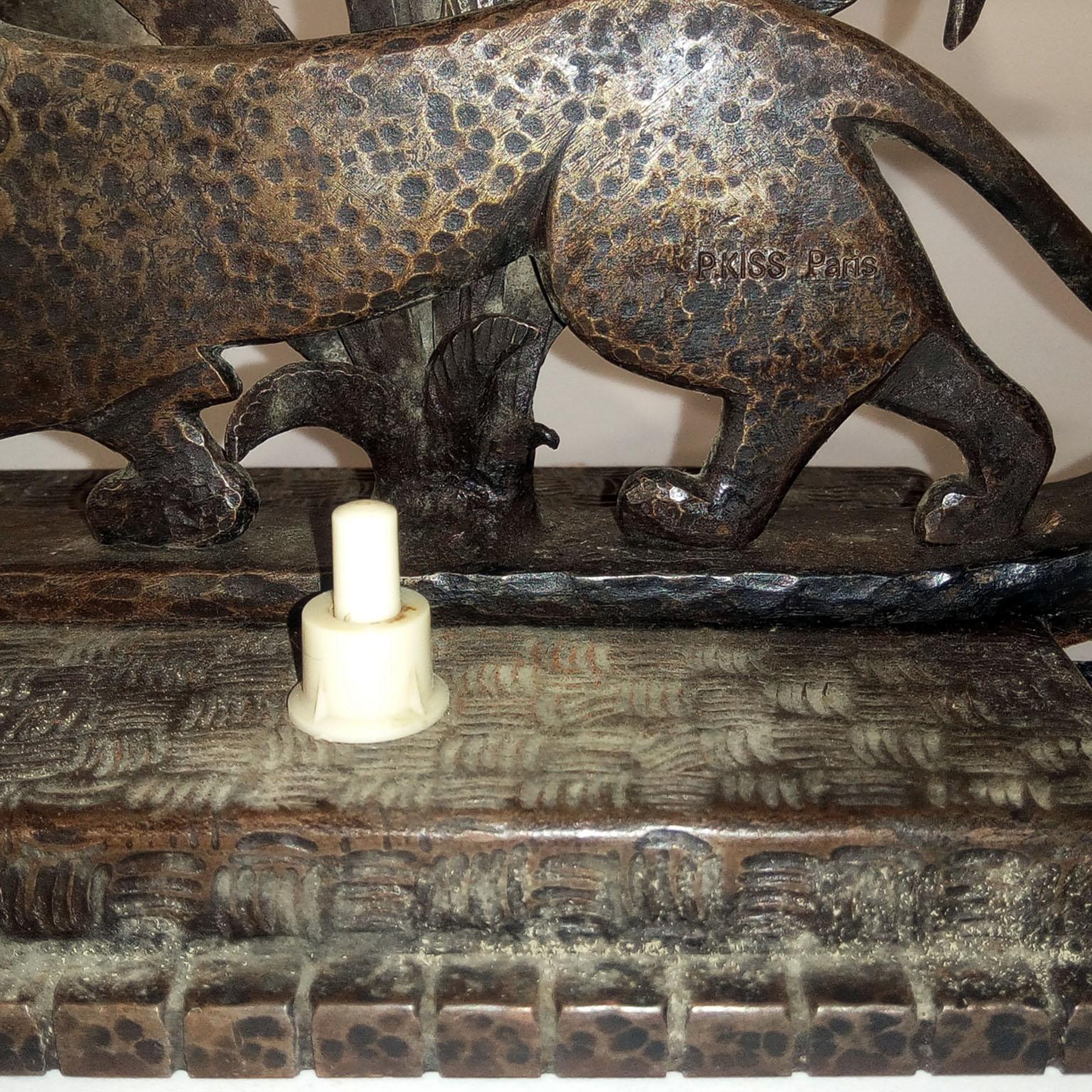 Lampe de table Art déco française en fer forgé par Paul Kiss, années 1930 en vente 2