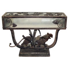 Art Deco French Wrought Iron Table Lamp by Paul Kiss, 1930s