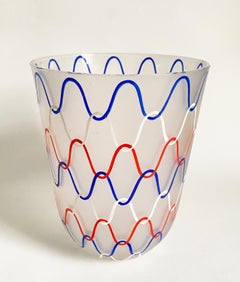 Art Deco Frosted and Enameled Czech Glass Vase, Czechoslovakia, circa 1930s