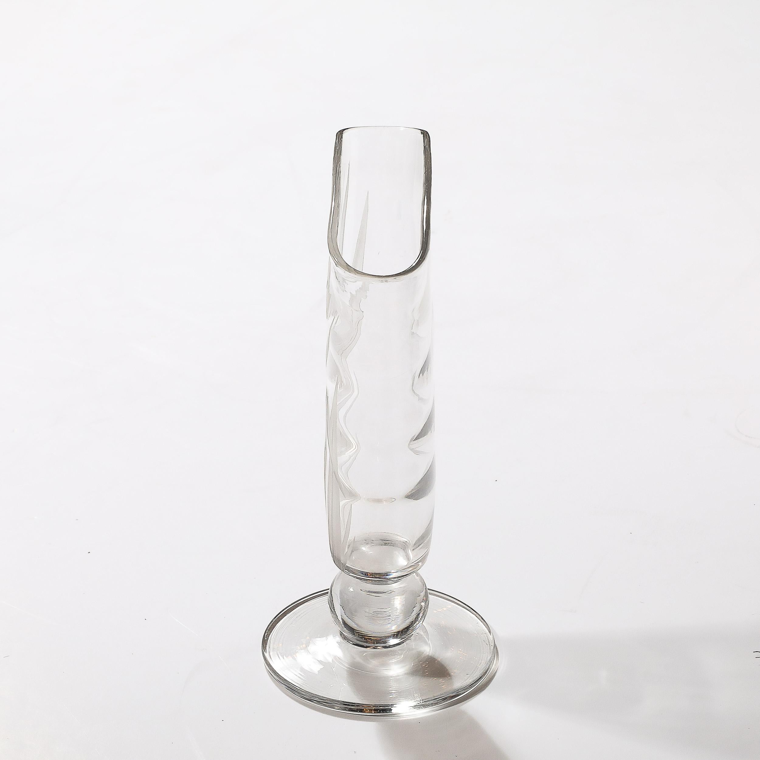 Vase aus mattiertem und transparentem Glas im Art déco-Stil mit Blumenreliefdetails im Angebot 2