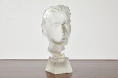 Art Deco Büste aus Milchglas, Schlevogt-Hoffmann