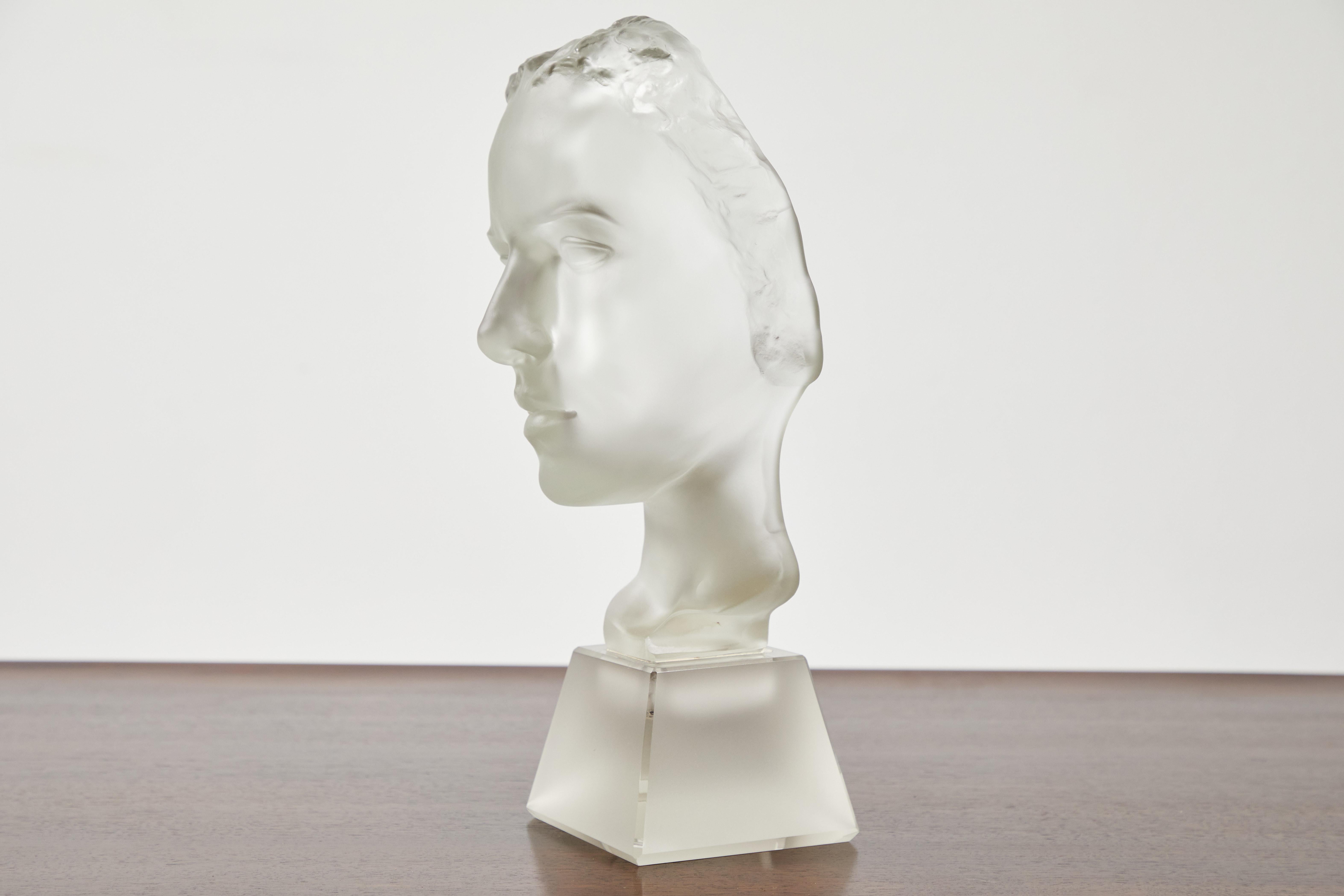 Mid-20th Century Art Deco Frosted Glass Bust, Schlevogt-Hoffmann