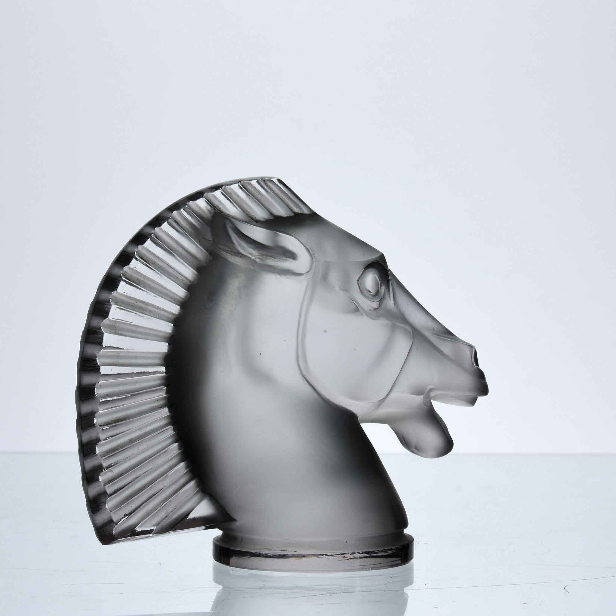Early 20th Century Art Deco Frosted Glass Car Mascot 'Longchamps' by René Lalique