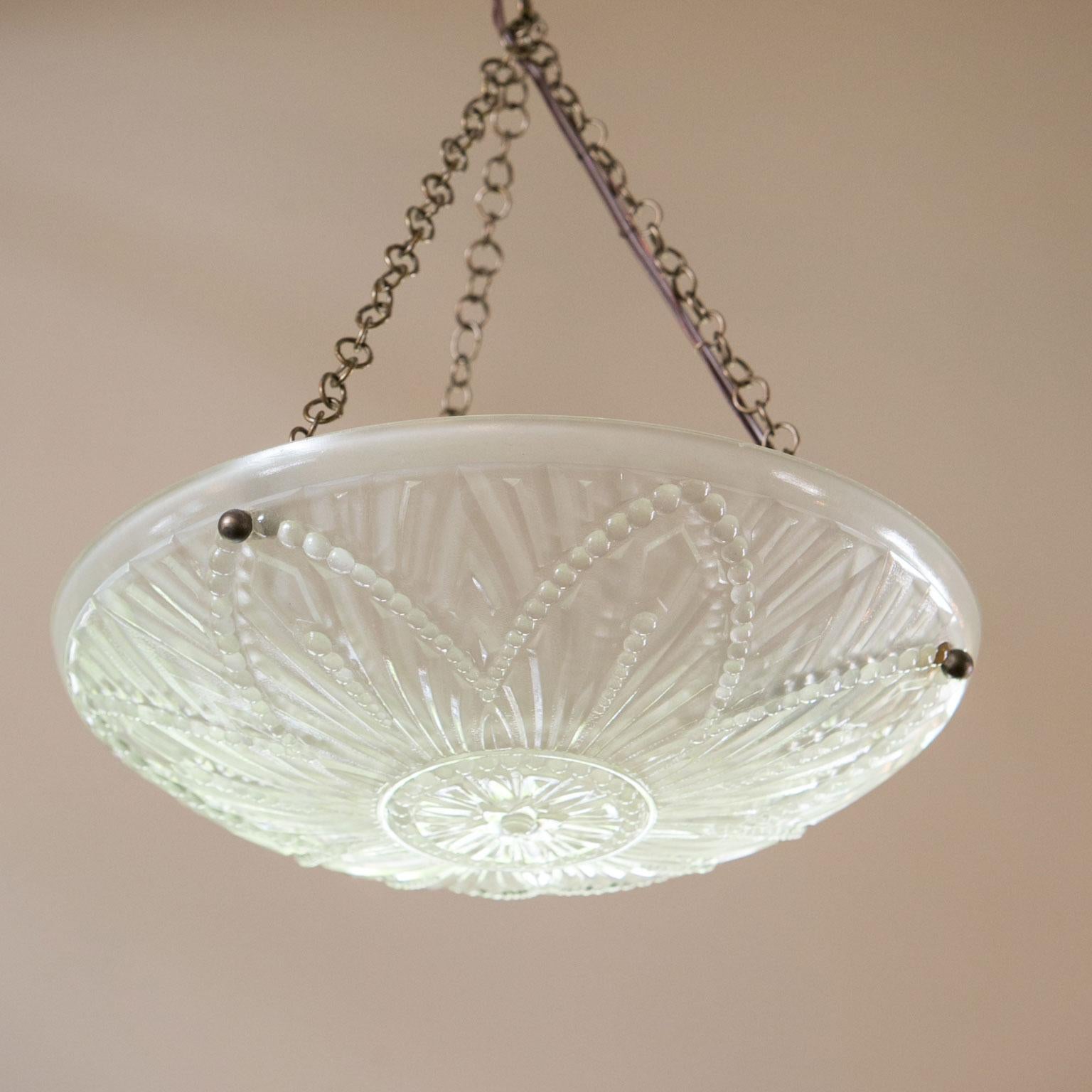 Art Deco Frosted Glass Chandelier 1