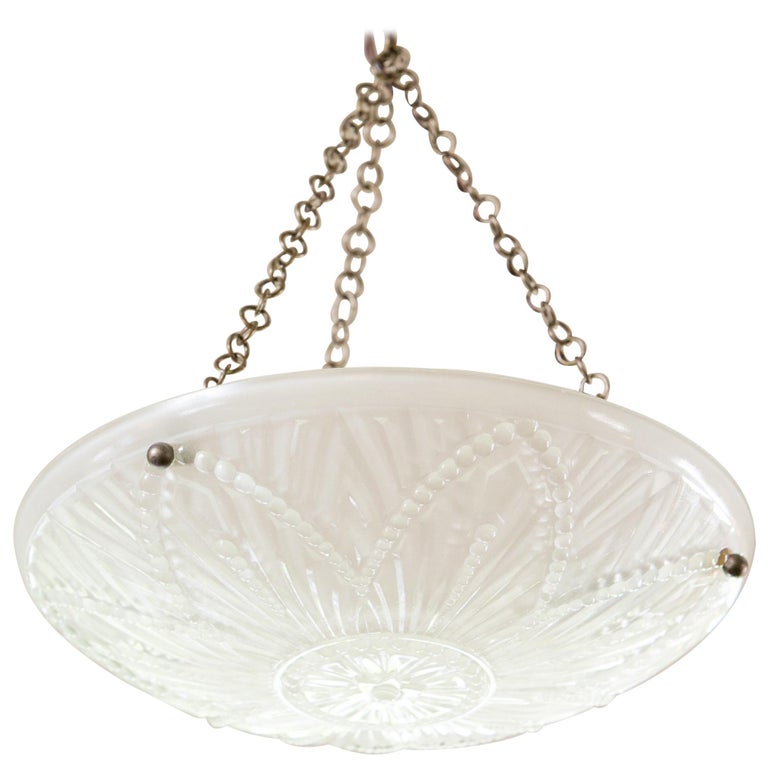 Art Deco Frosted Glass Chandelier at 1stDibs