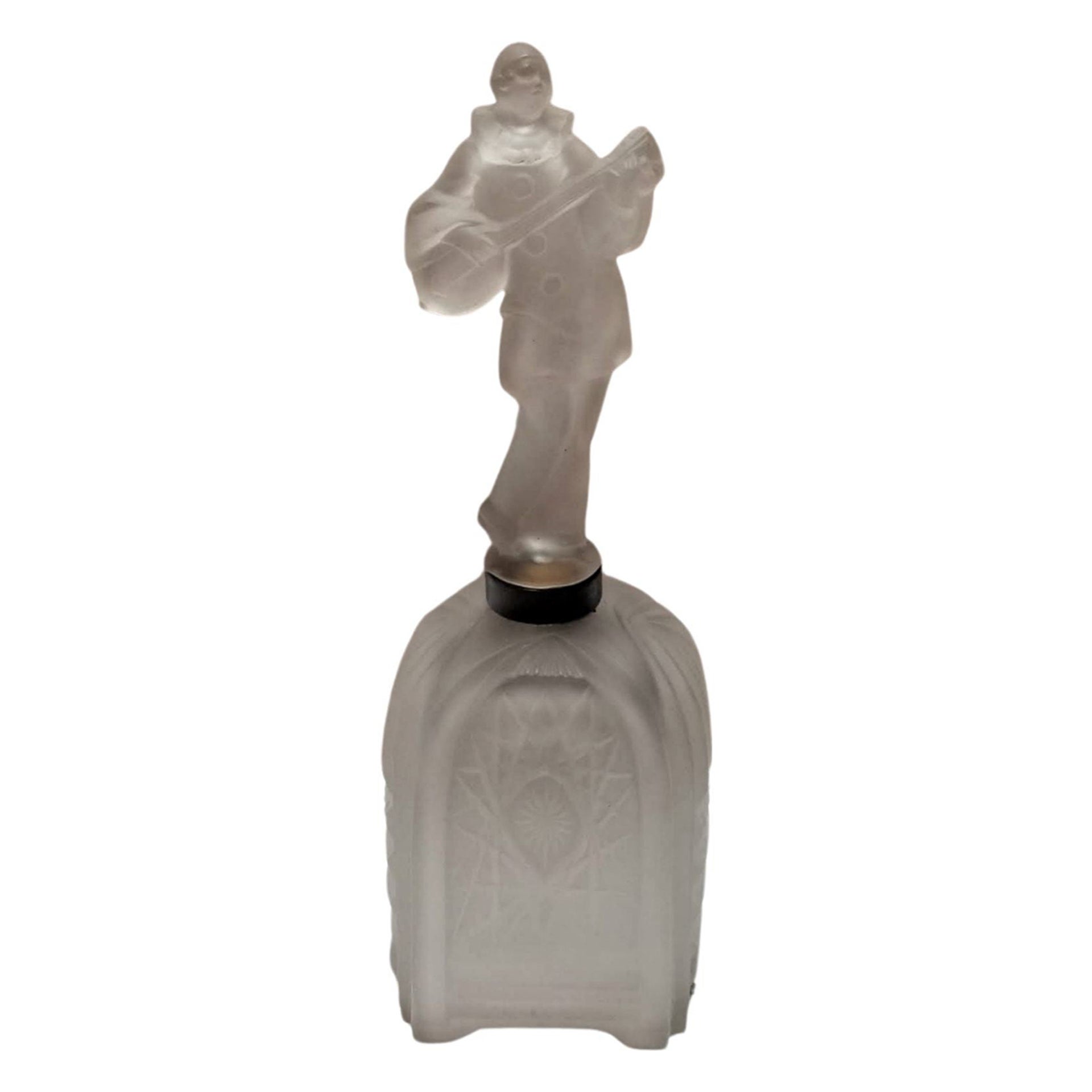 Lampe Art Déco Figurine bouffon en verre dépoli en vente