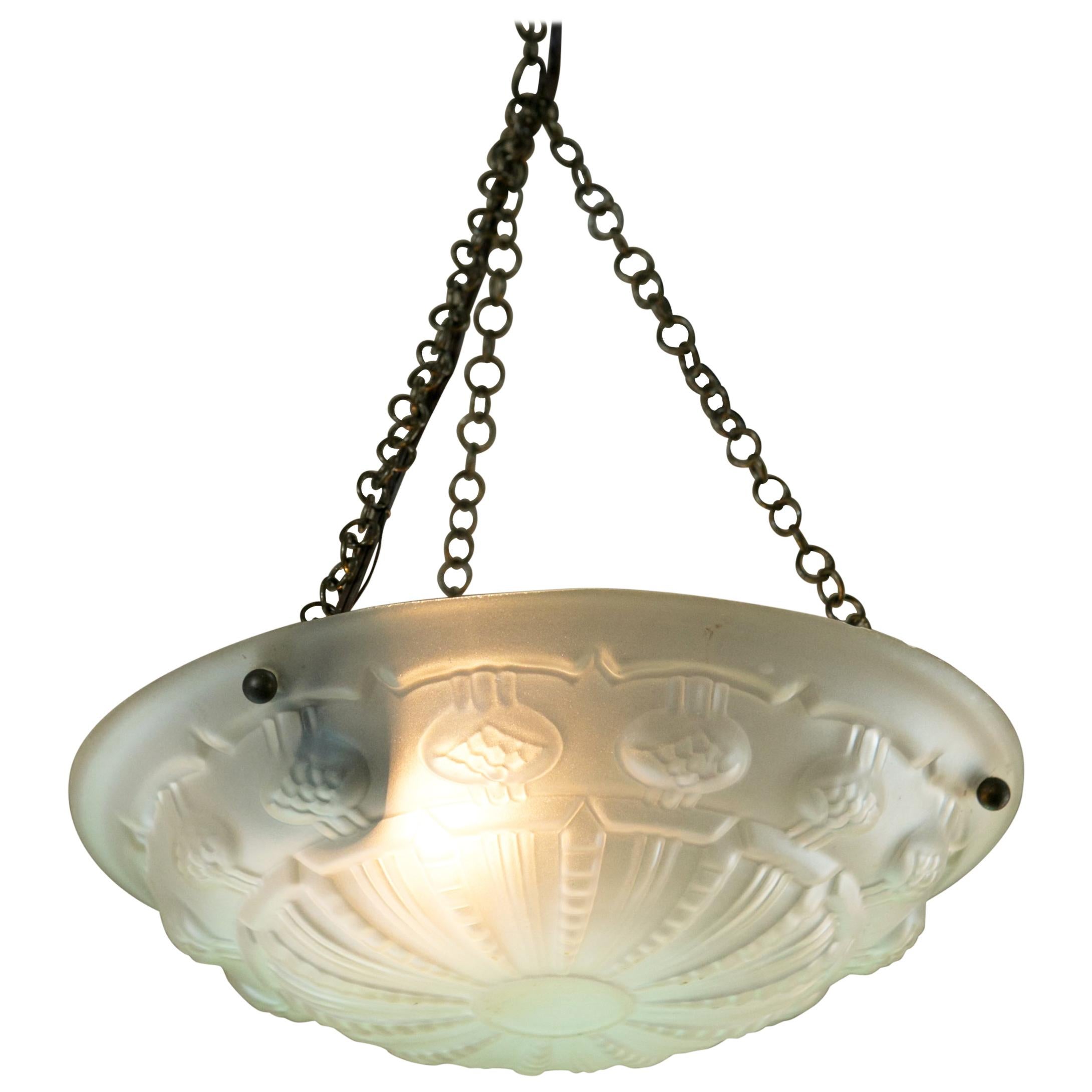 Art Deco Frosted Glass Pendant