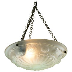 Antique Art Deco Frosted Glass Pendant