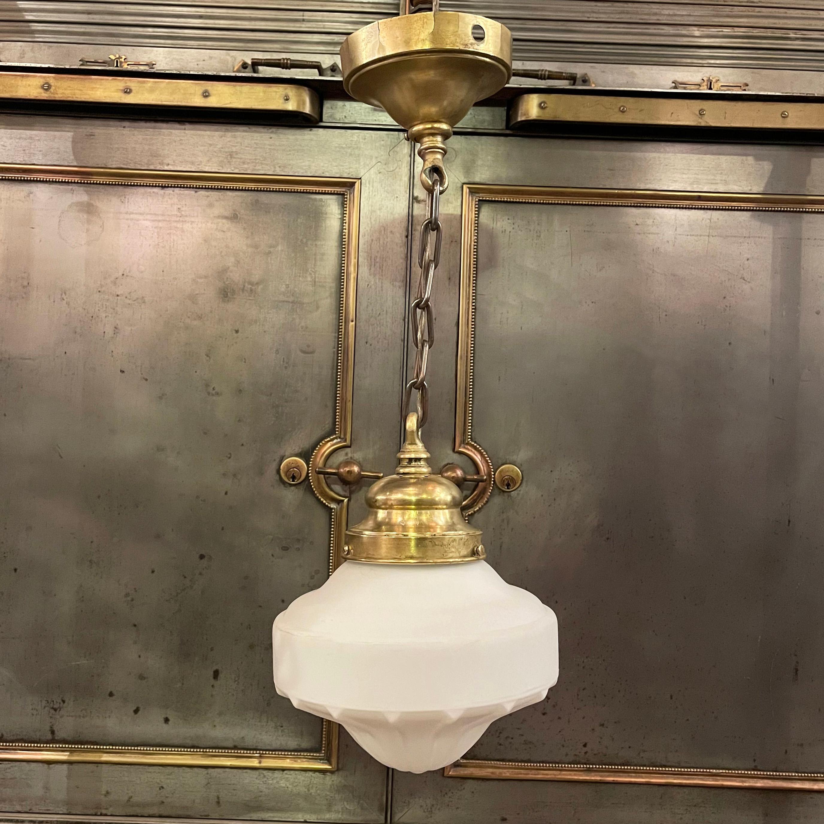 American Art Deco Frosted Glass Pendant Light