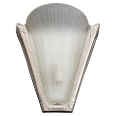 Vintage Art Deco Frosted Glass Perearo Italy Sconce