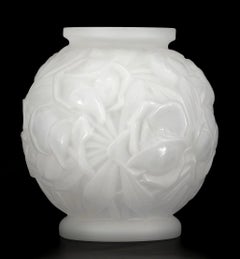 Art Deco Frosted Glass Vase by Stella, France, 1920